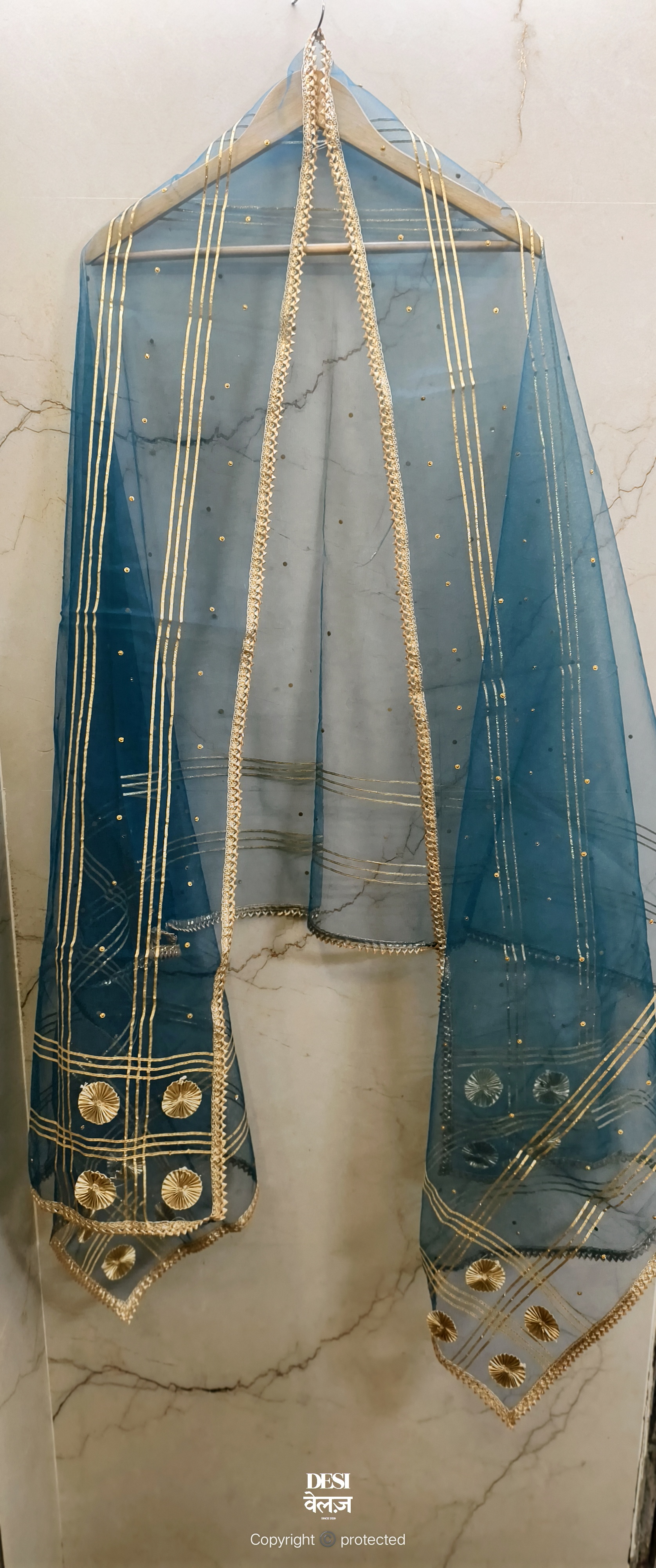 Embroidered Blue Dupatta
