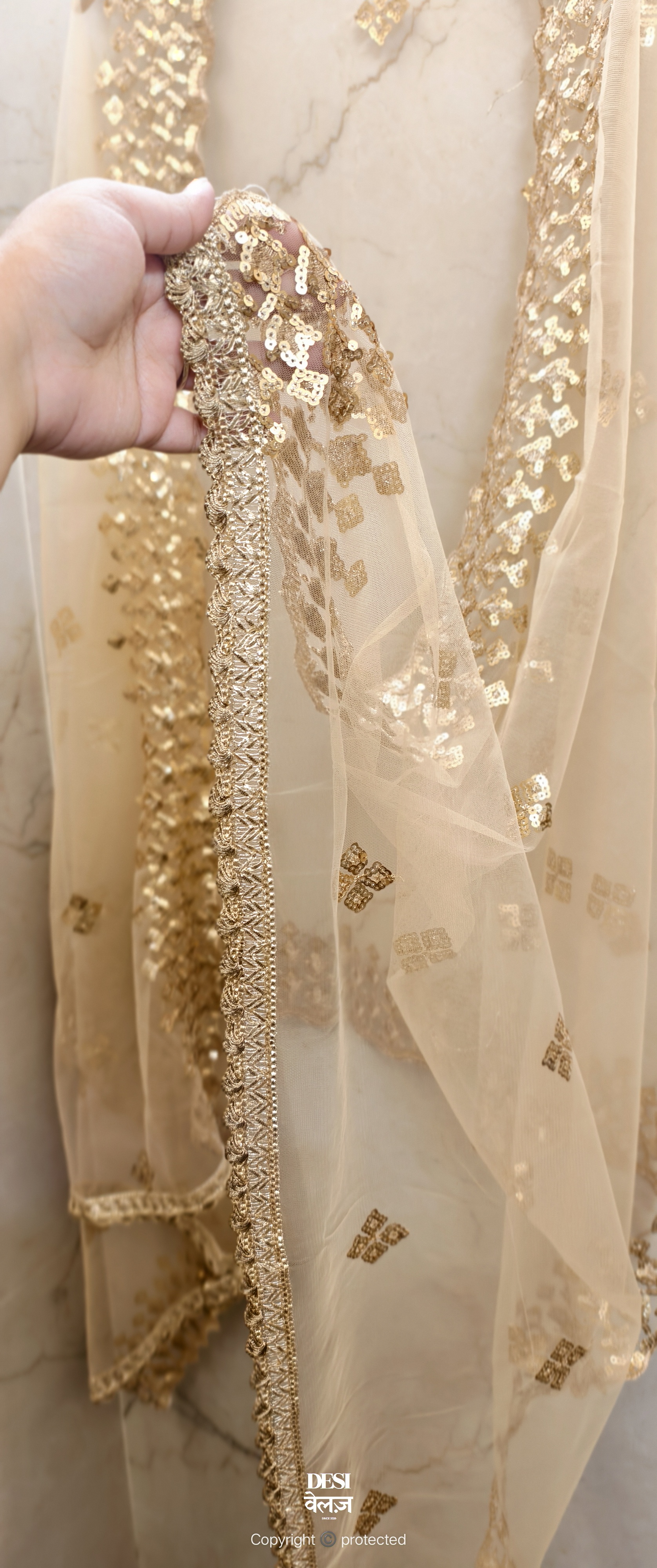 Embroidered Net Dupatta