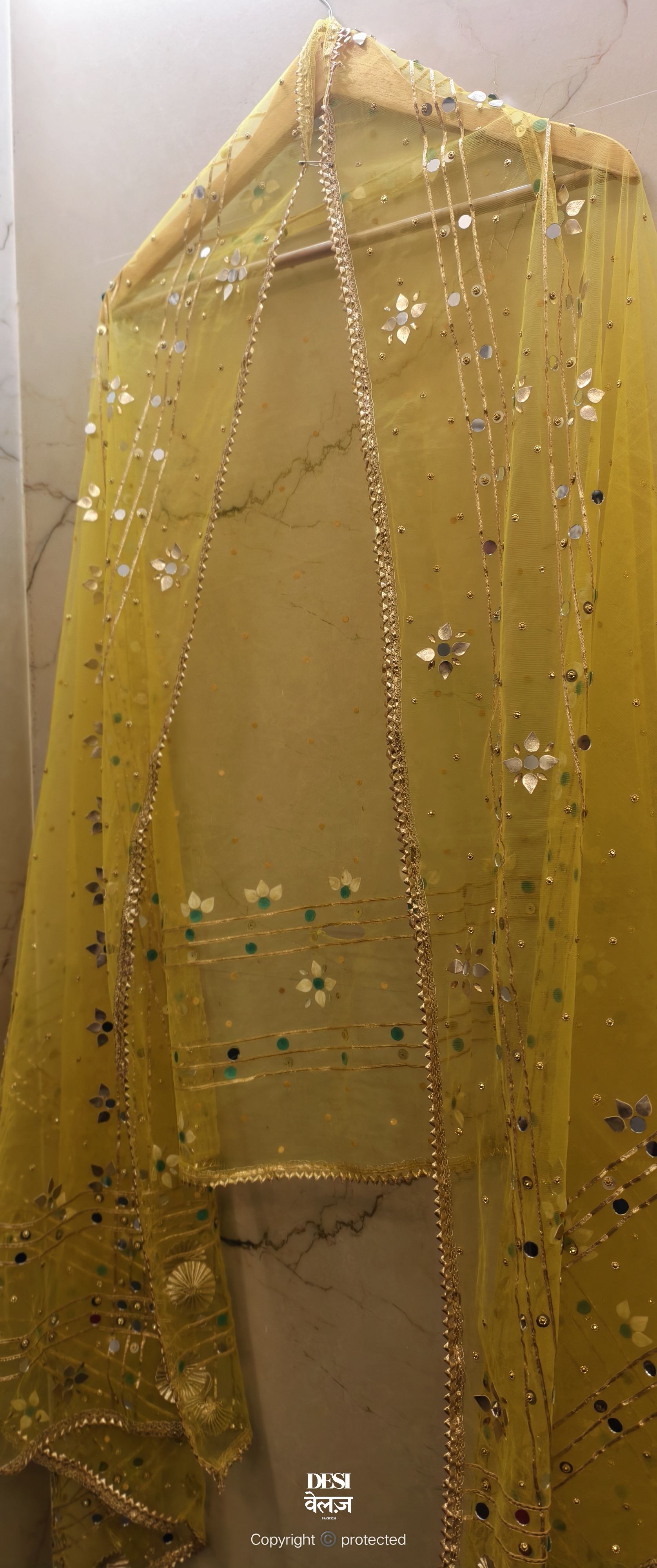 Yellow Embroidered Dupatta