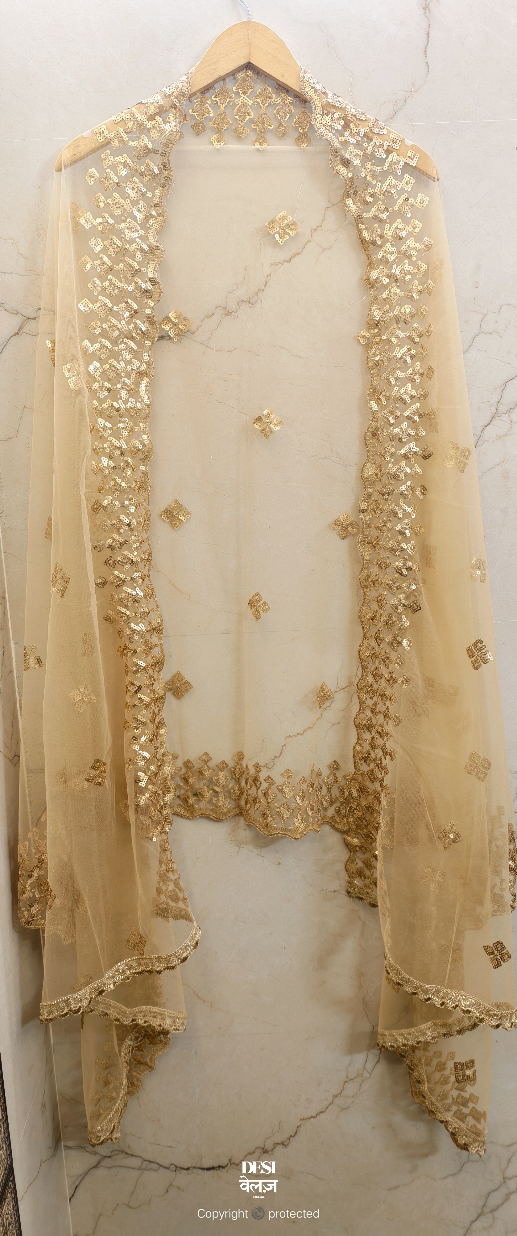 Embroidered Net Dupatta