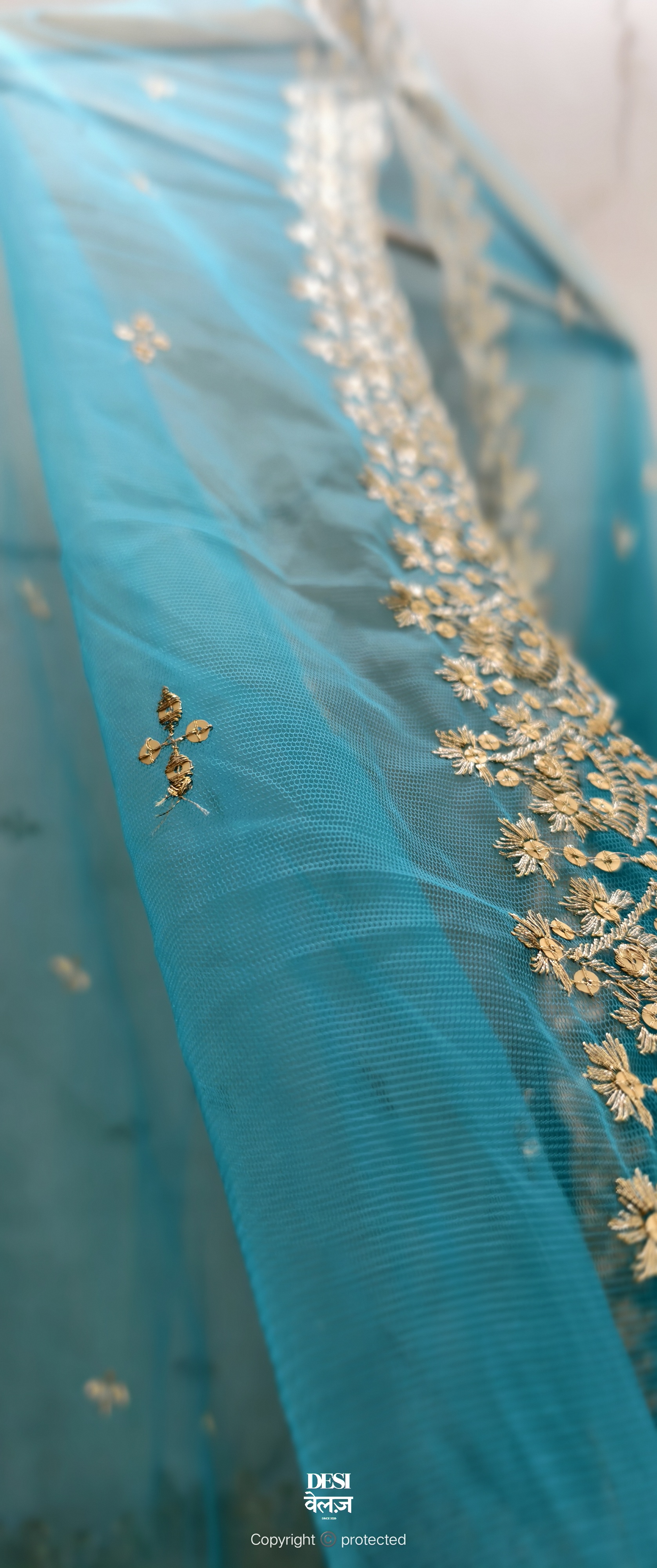 Embroidered Blue Dupatta