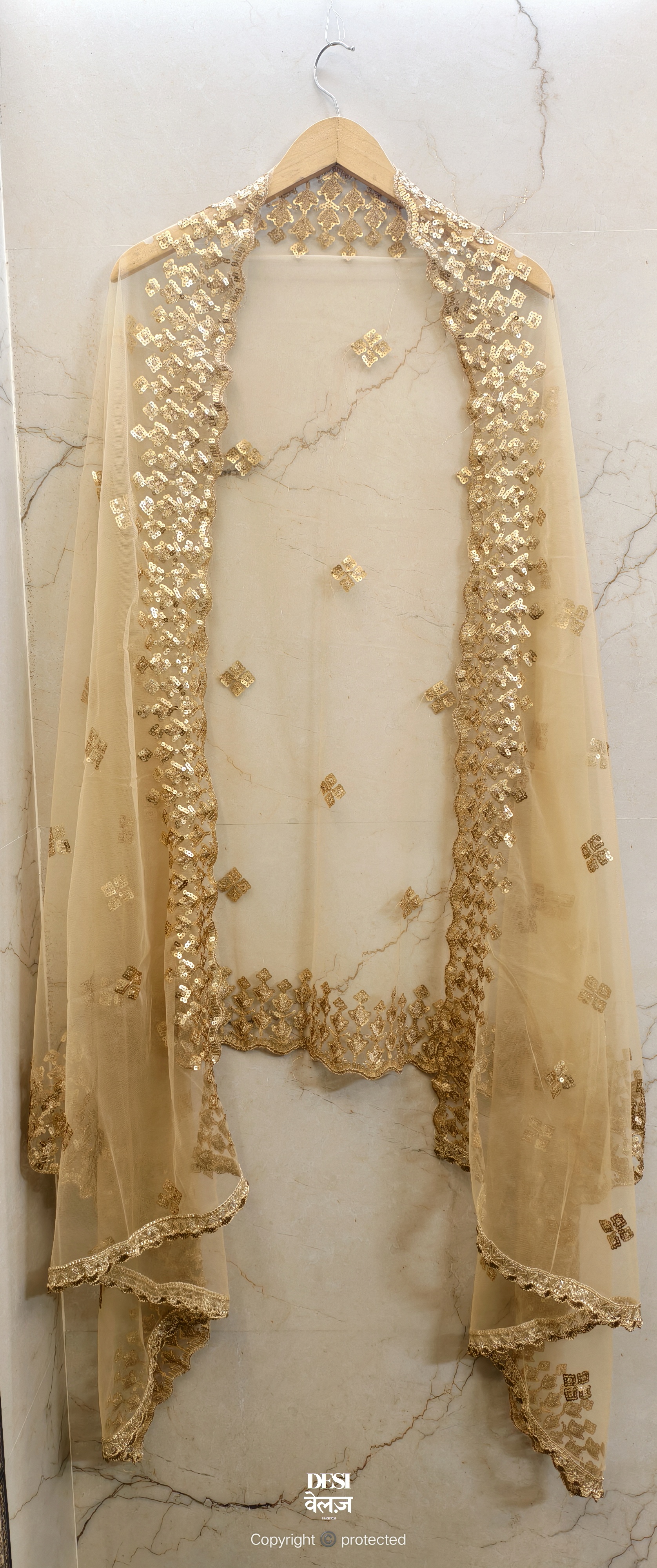 Embroidered Net Dupatta