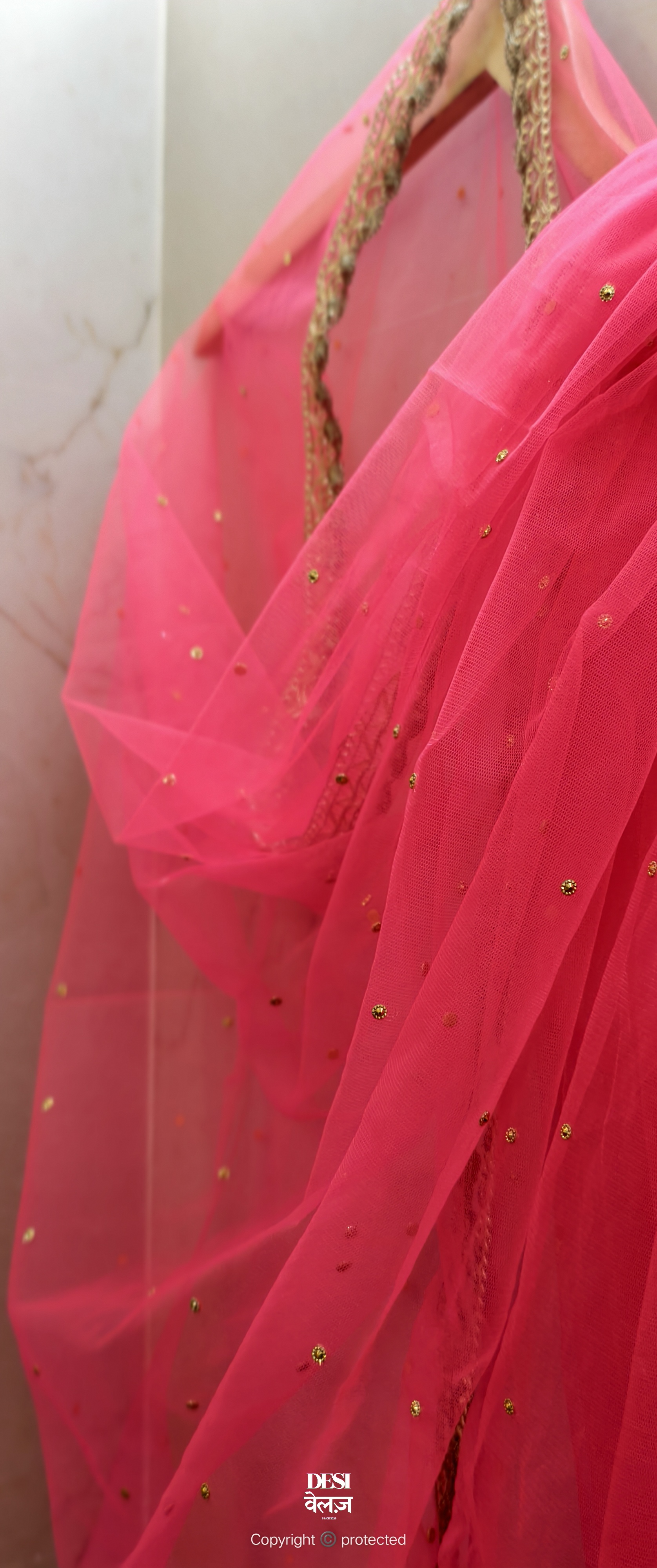 Pink Net dupatta
