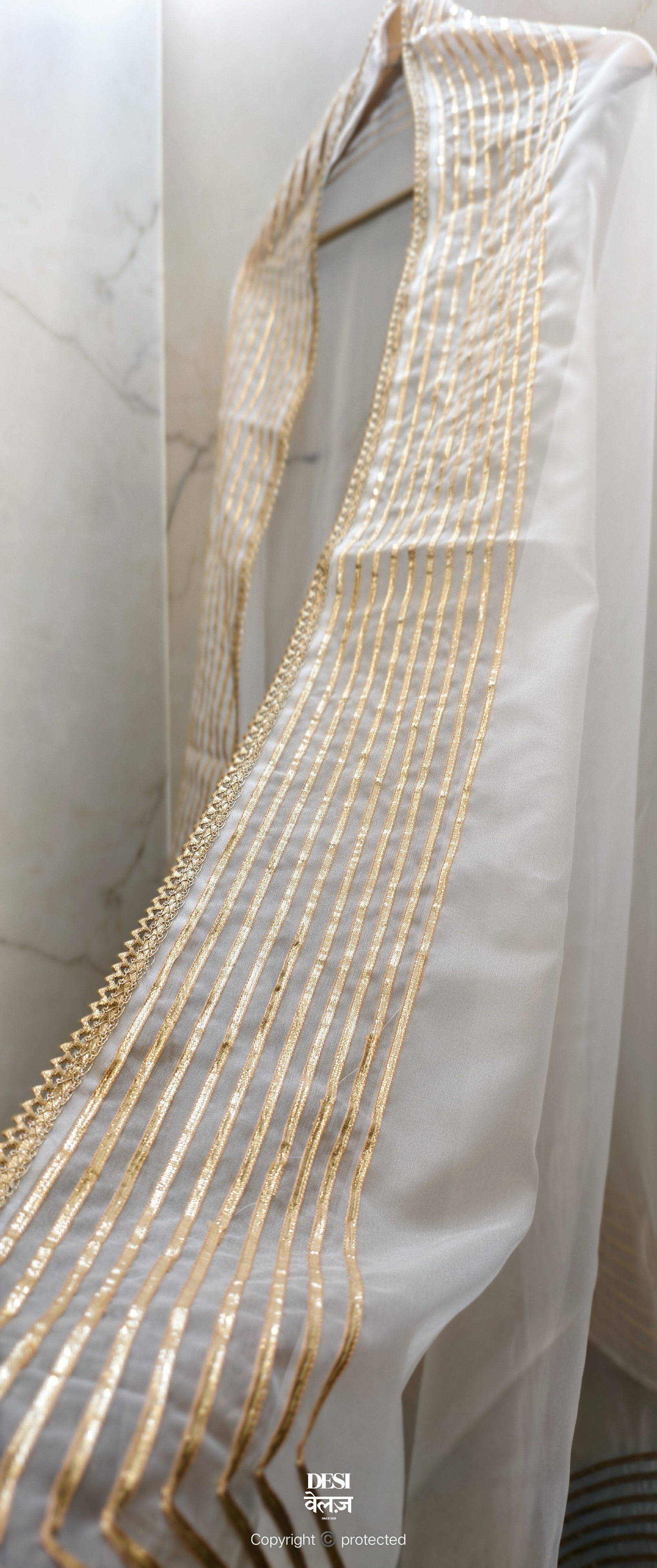 Elegant White Organza Dupatta