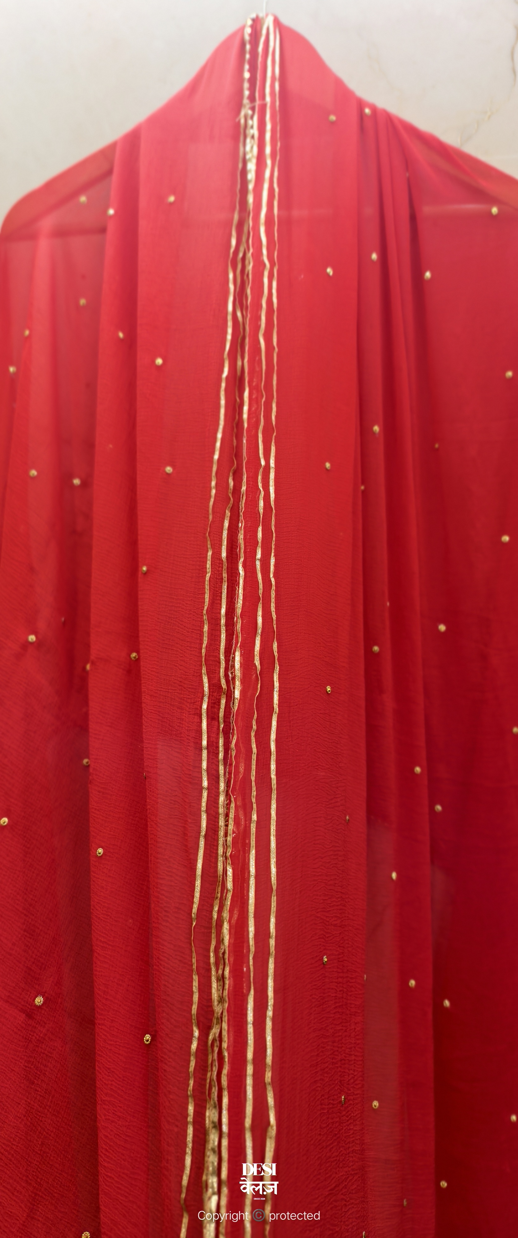 Red Chiffon Dupatta