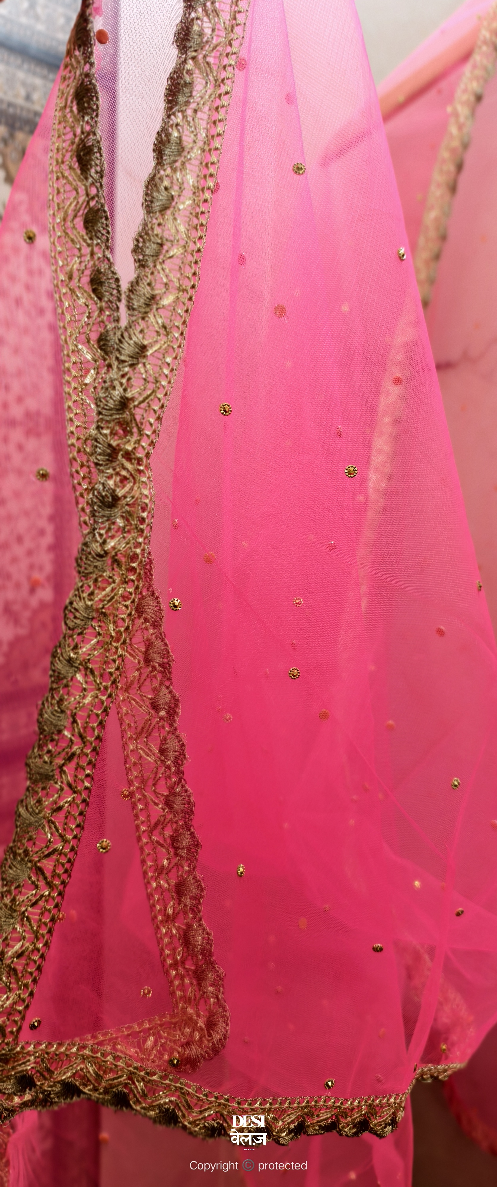 Pink Net dupatta