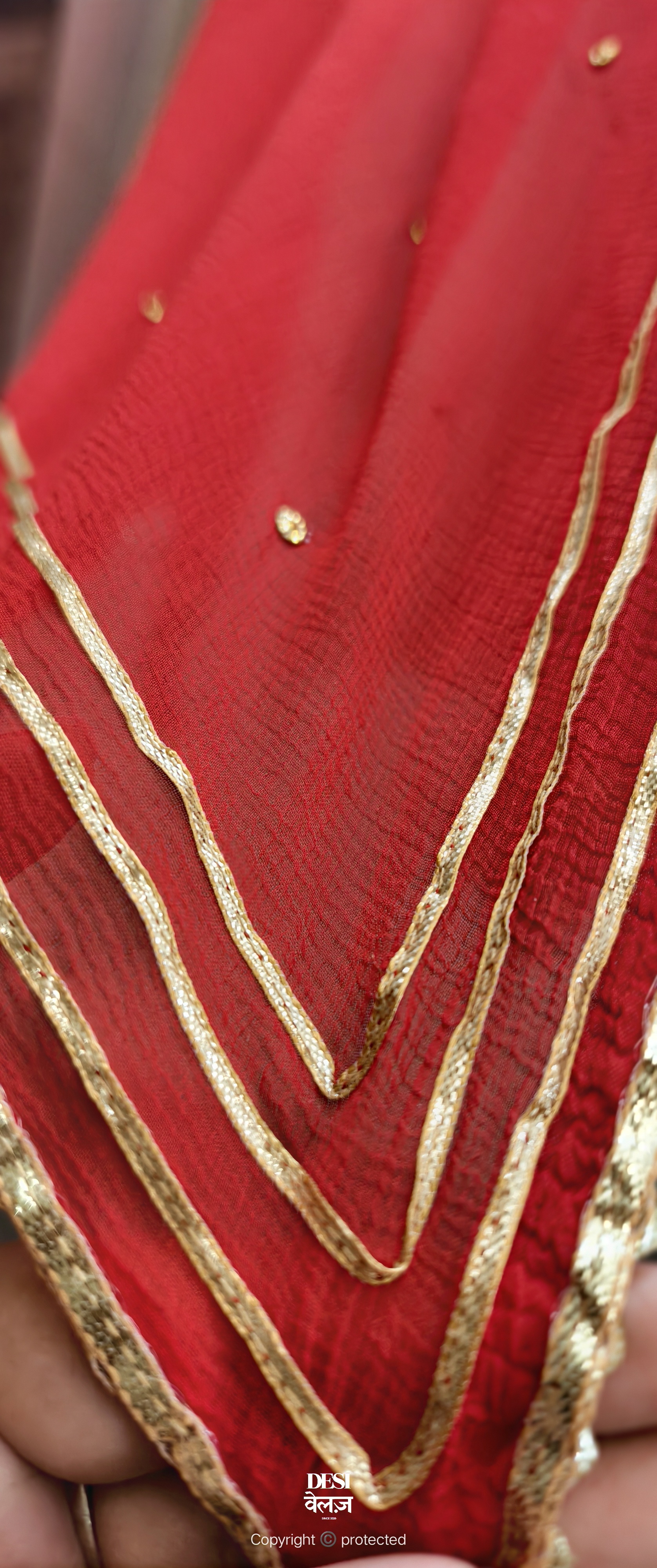 Red Chiffon Dupatta