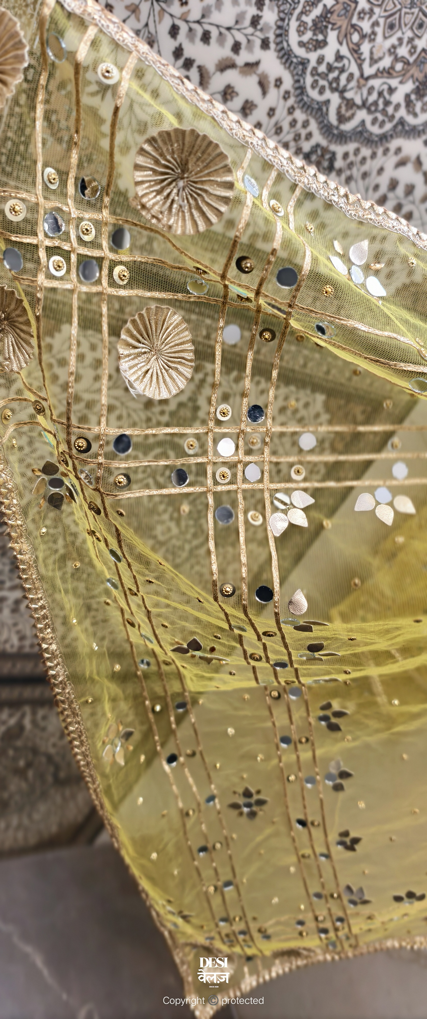 Yellow Embroidered Dupatta