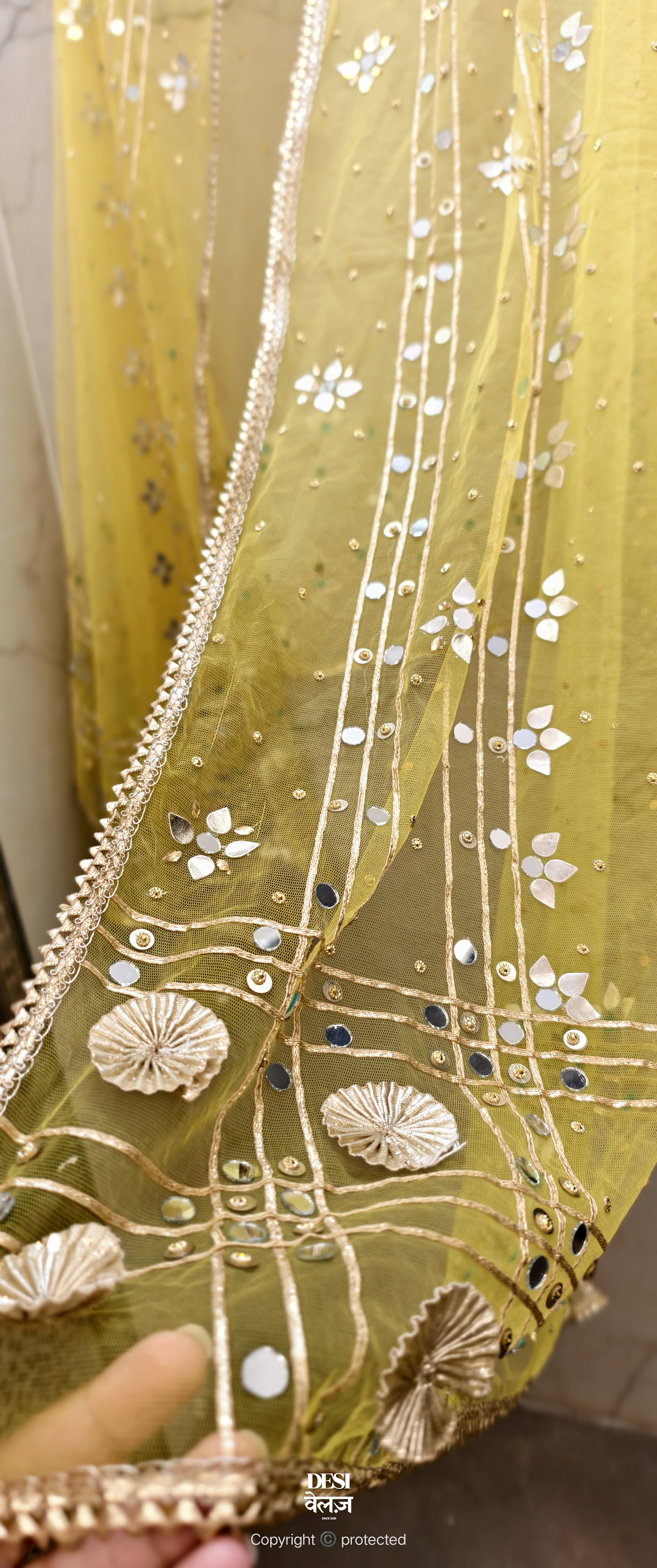 Yellow Embroidered Dupatta