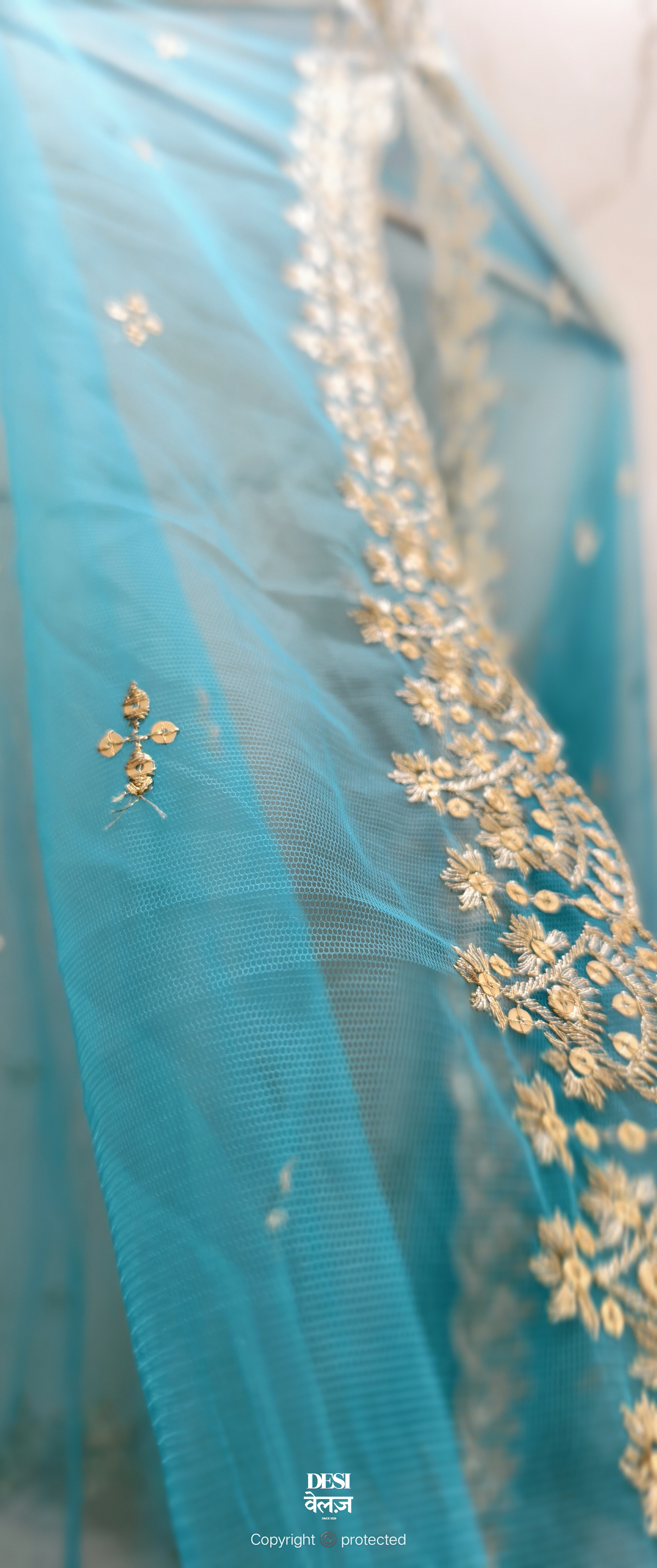 Embroidered Blue Dupatta