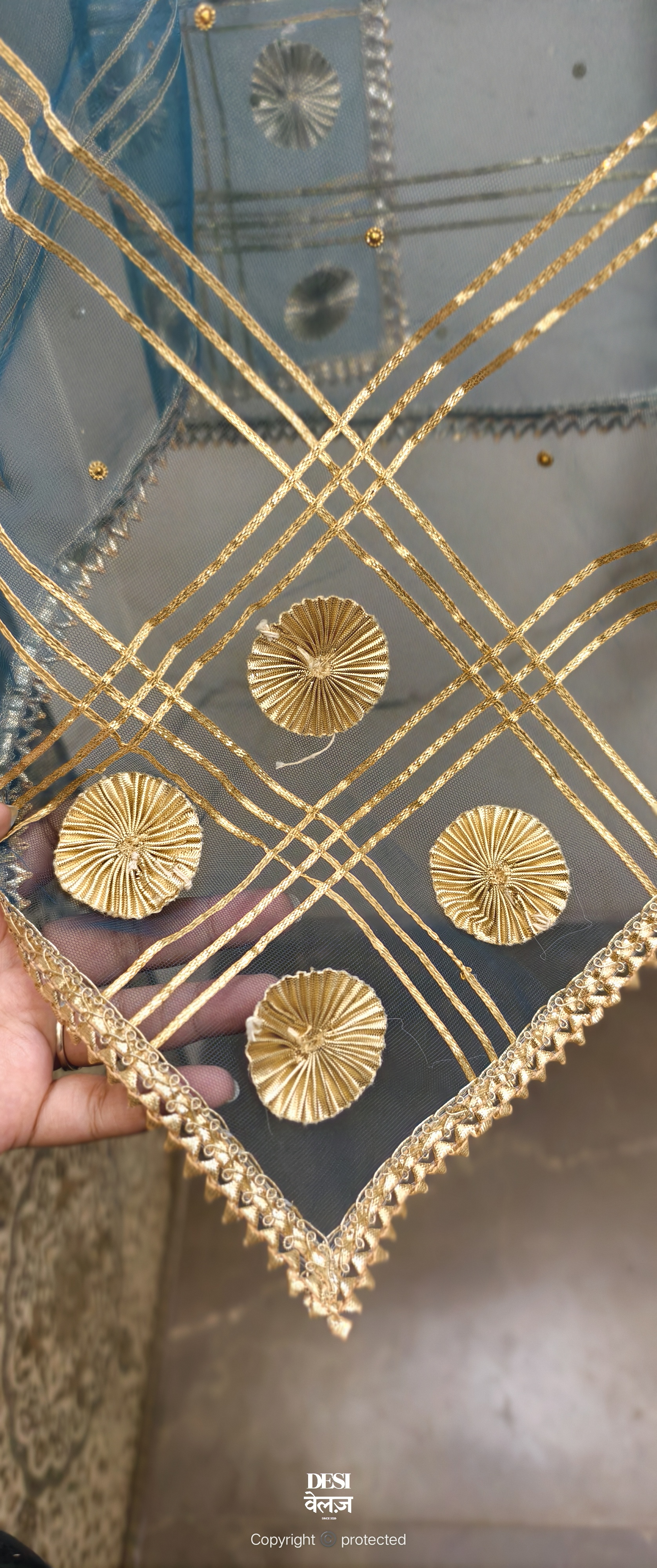 Embroidered Blue Dupatta