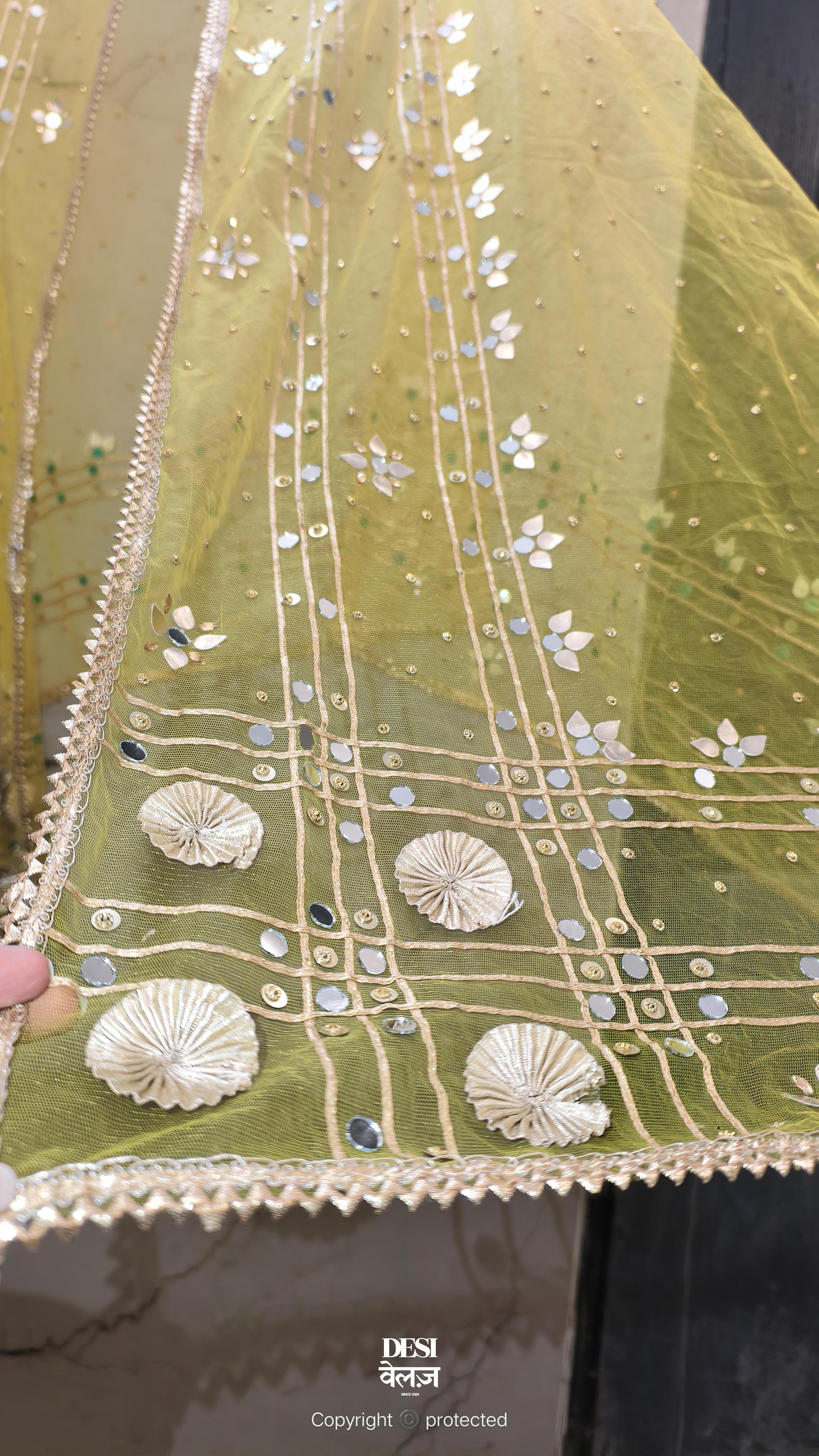 Yellow Embroidered Dupatta