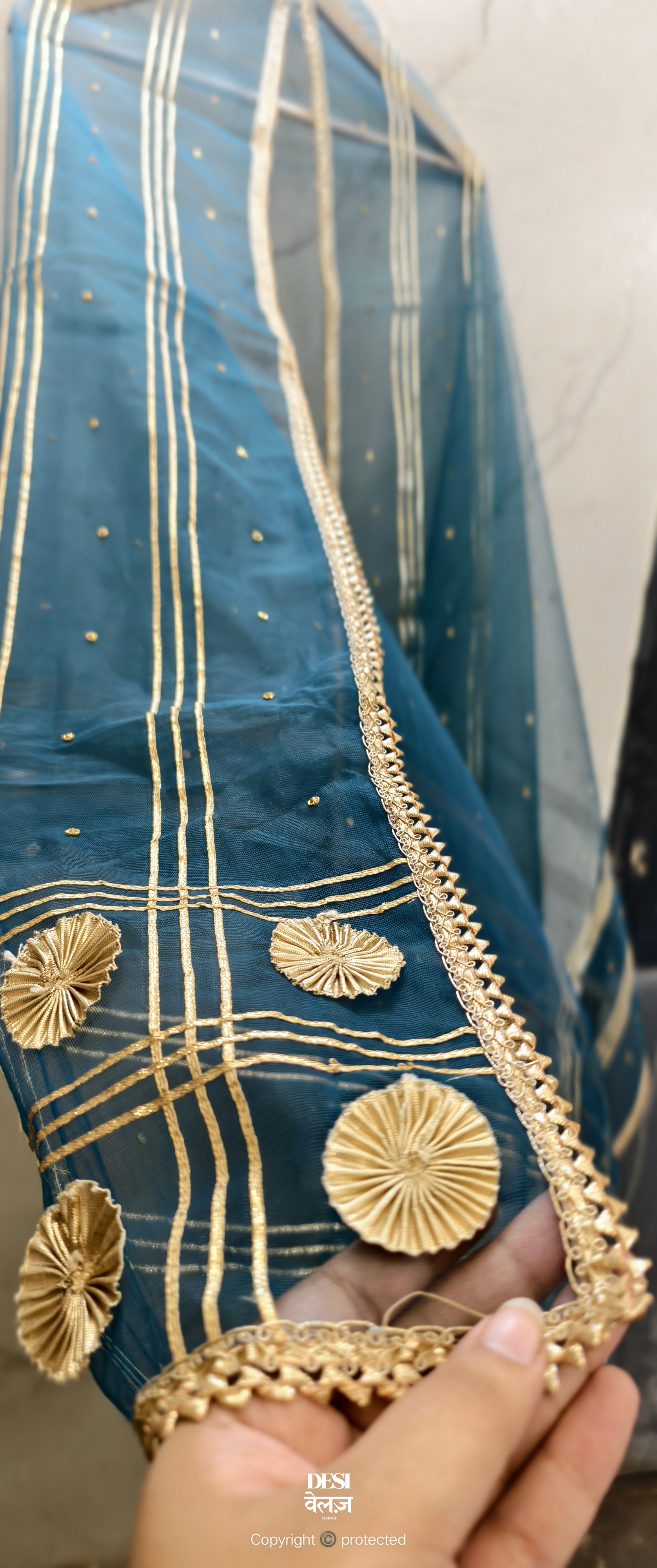 Embroidered Blue Dupatta