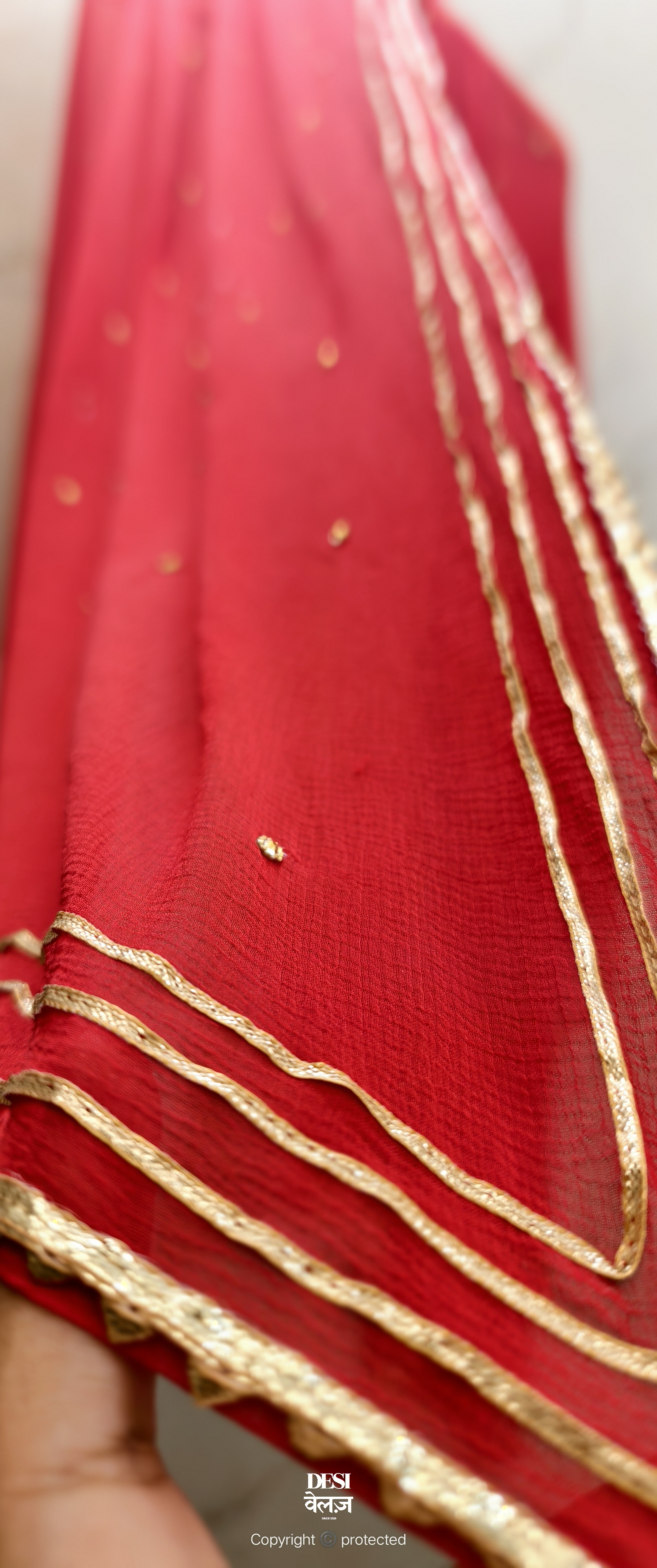 Red Chiffon Dupatta