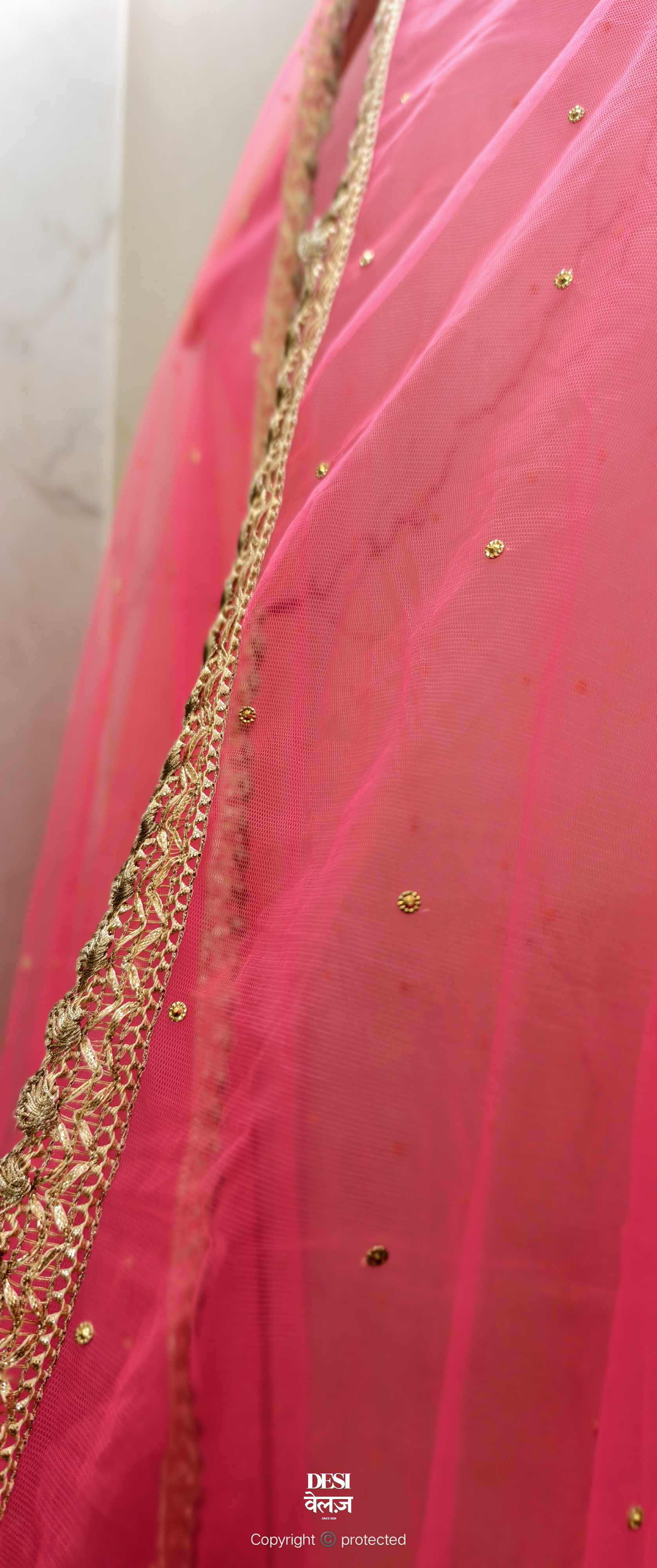 Pink Net dupatta