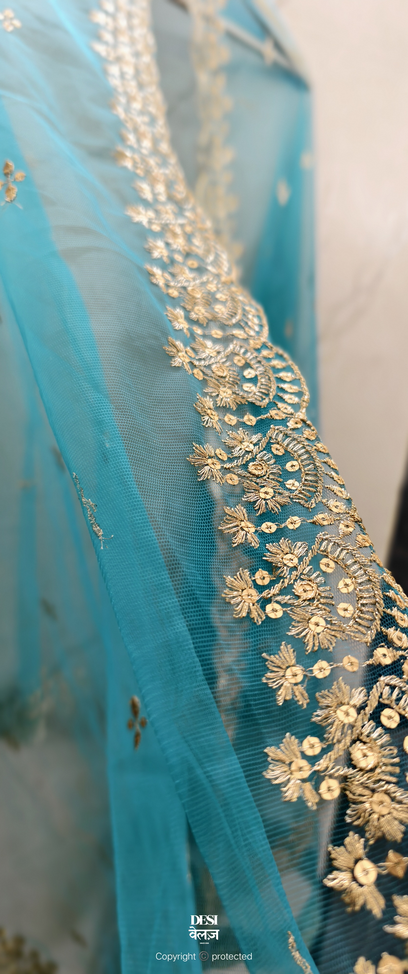 Embroidered Blue Dupatta