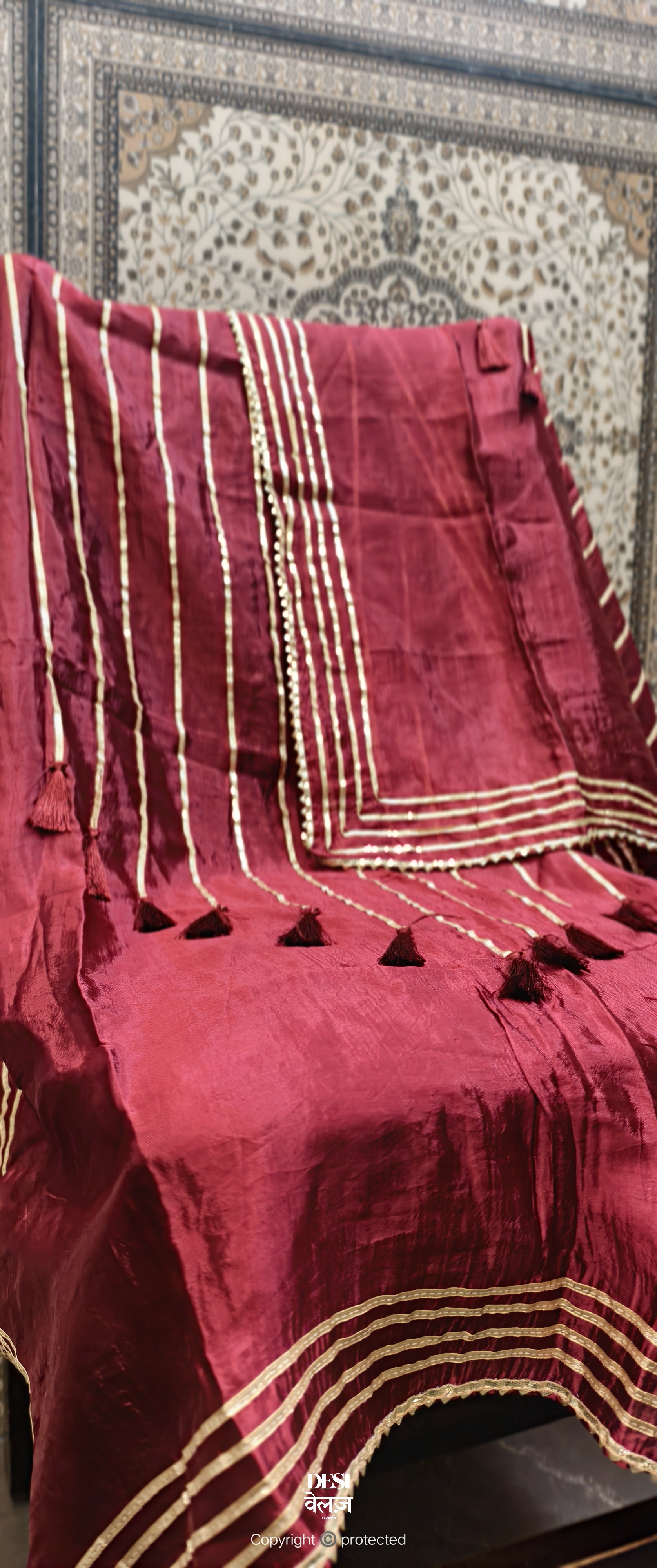 Maroon Silk Dupatta