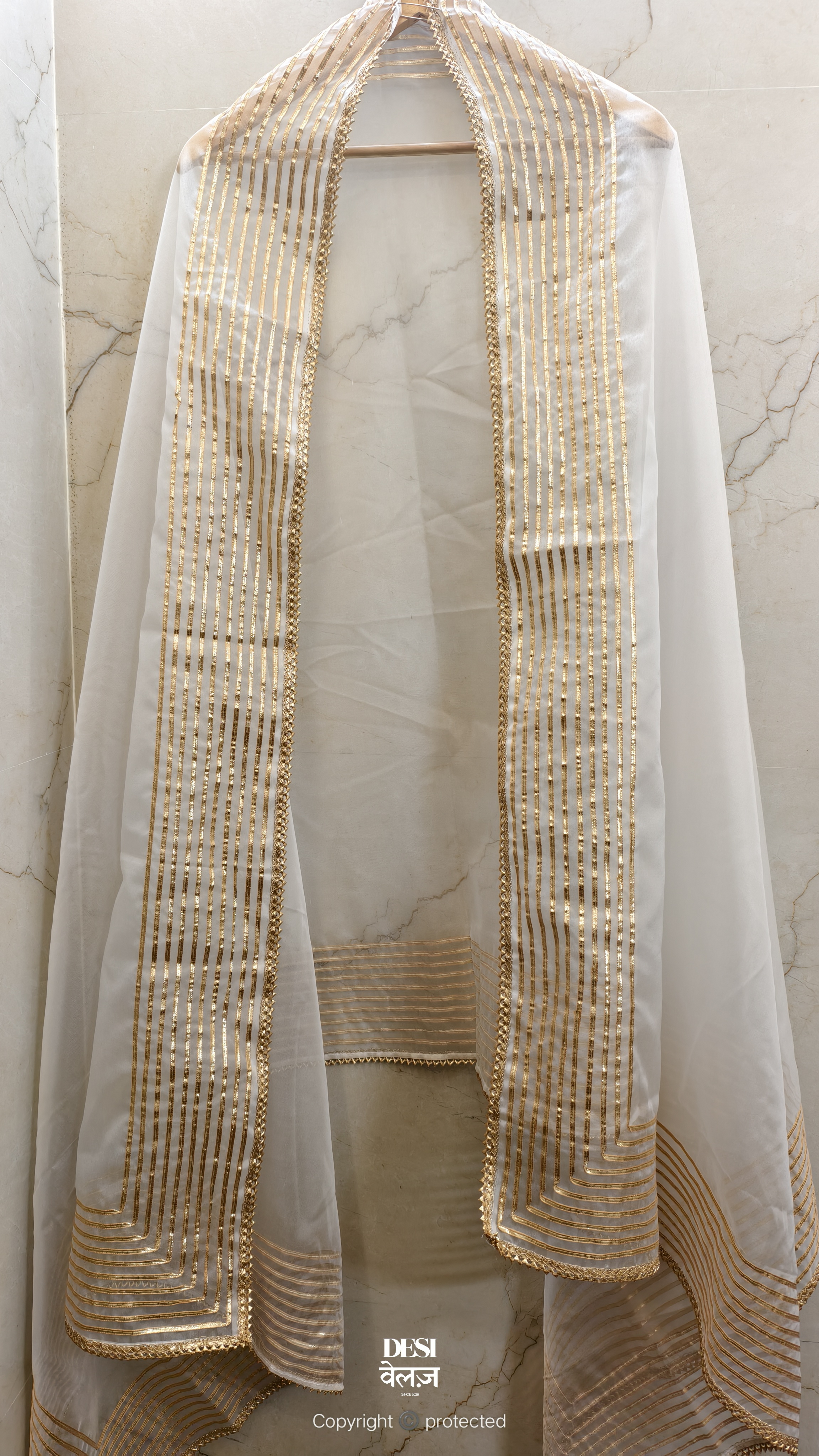 Elegant White Organza Dupatta