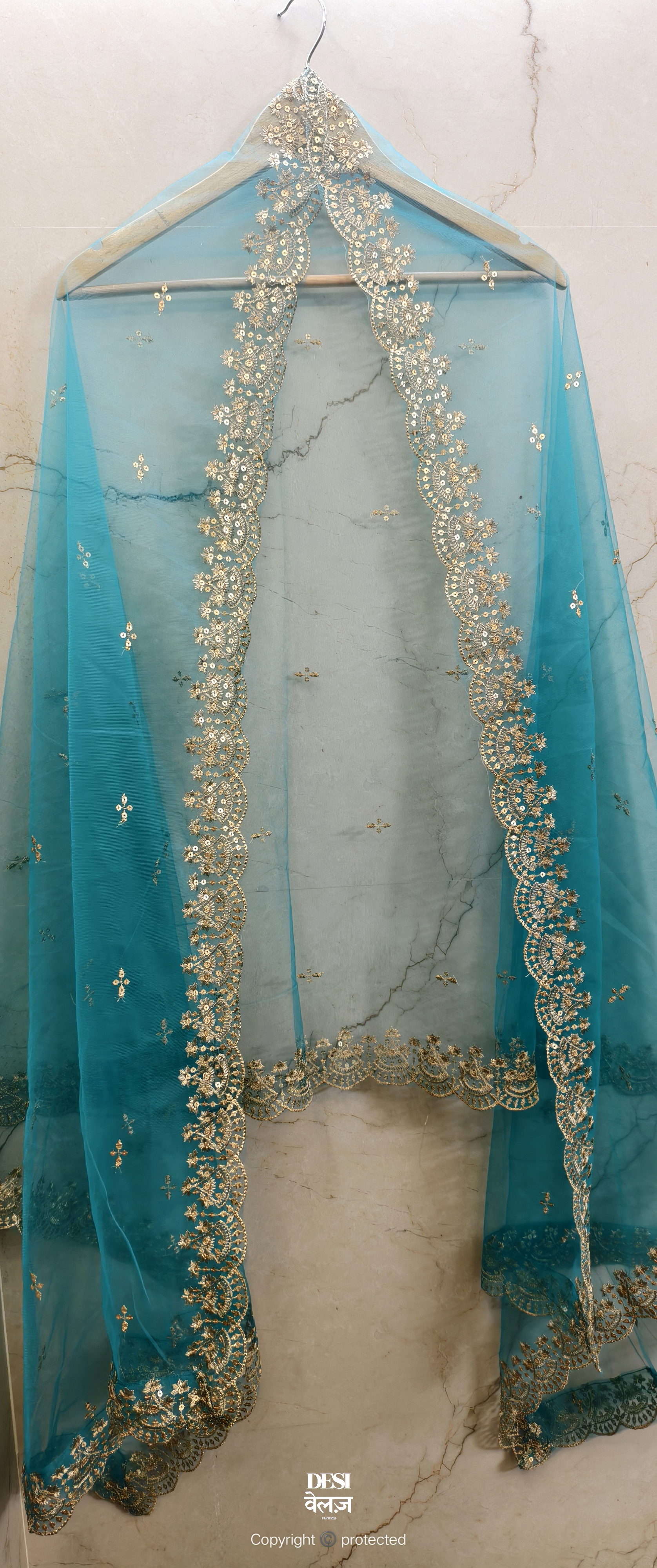 Embroidered Blue Dupatta