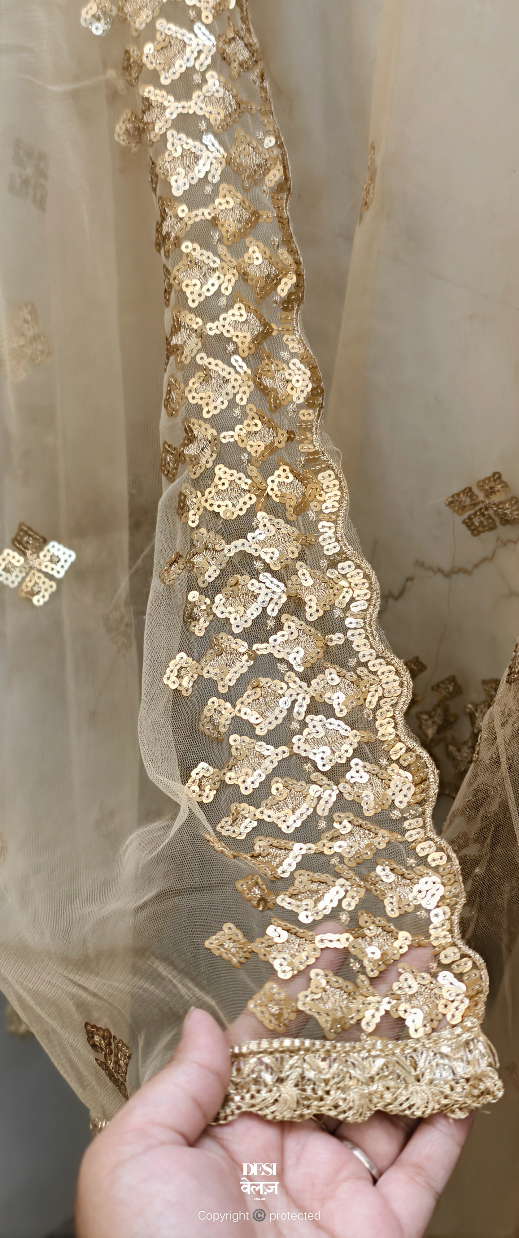 Embroidered Net Dupatta