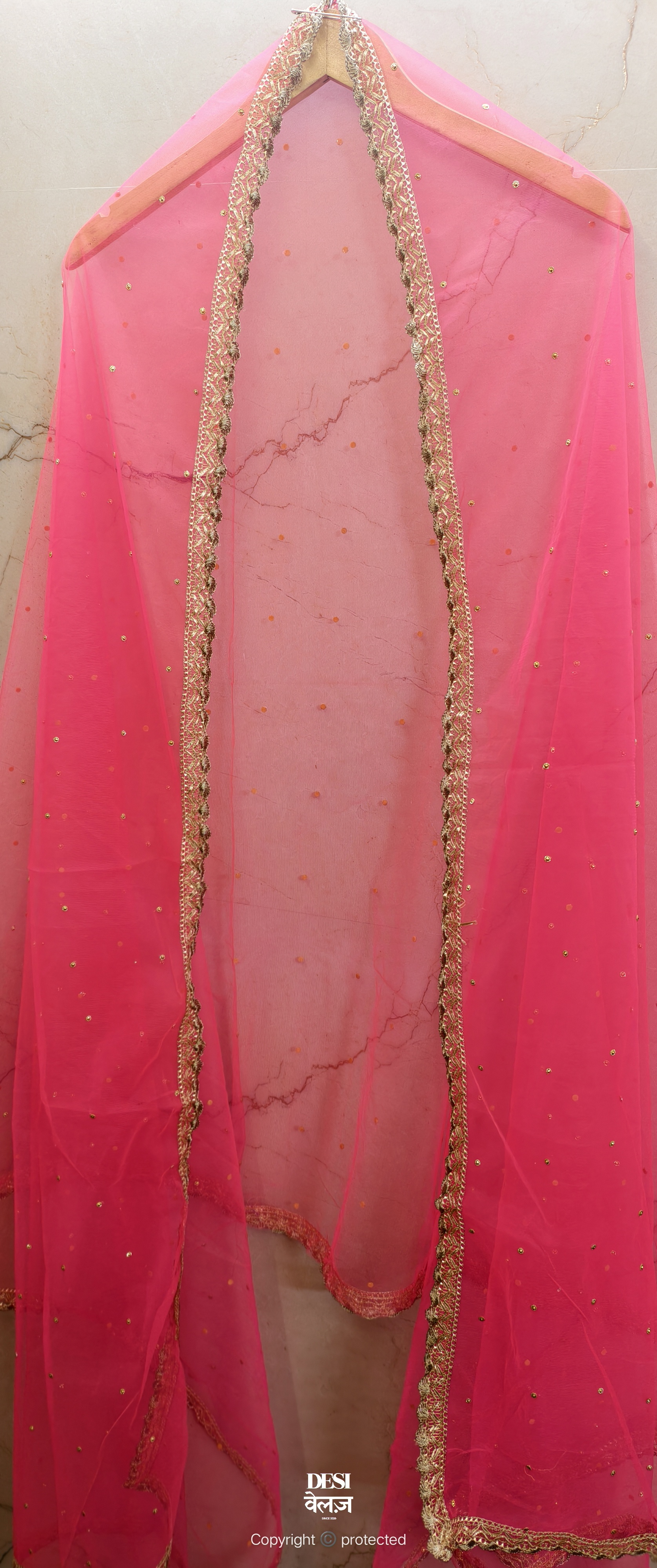 Pink Net dupatta