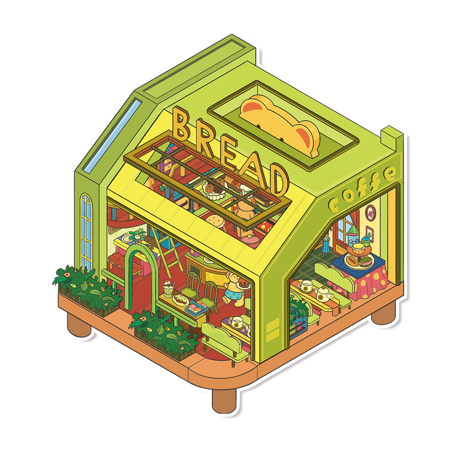 #L013, Foldable Shop 3D Sticker, Level Up