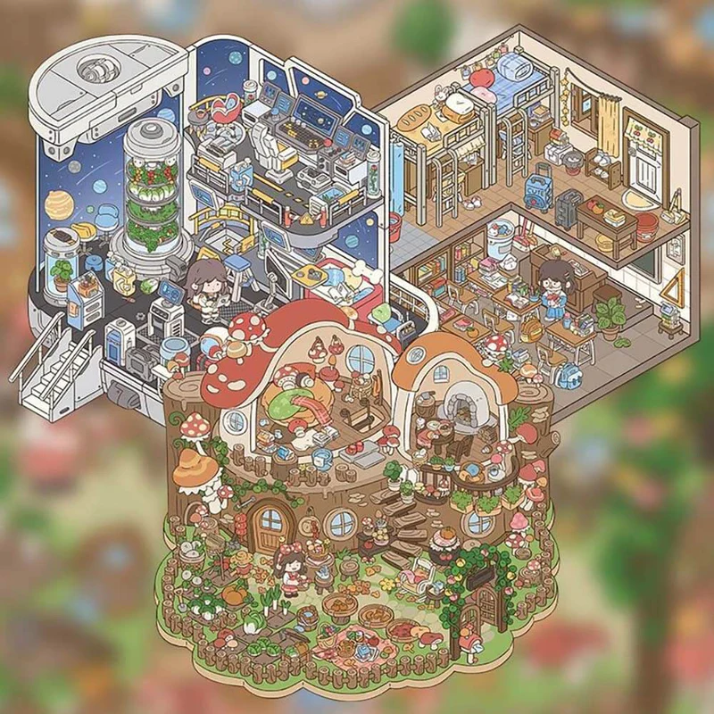 #B020, Space-Time Travel 3D Sticker, Beginner Friendly