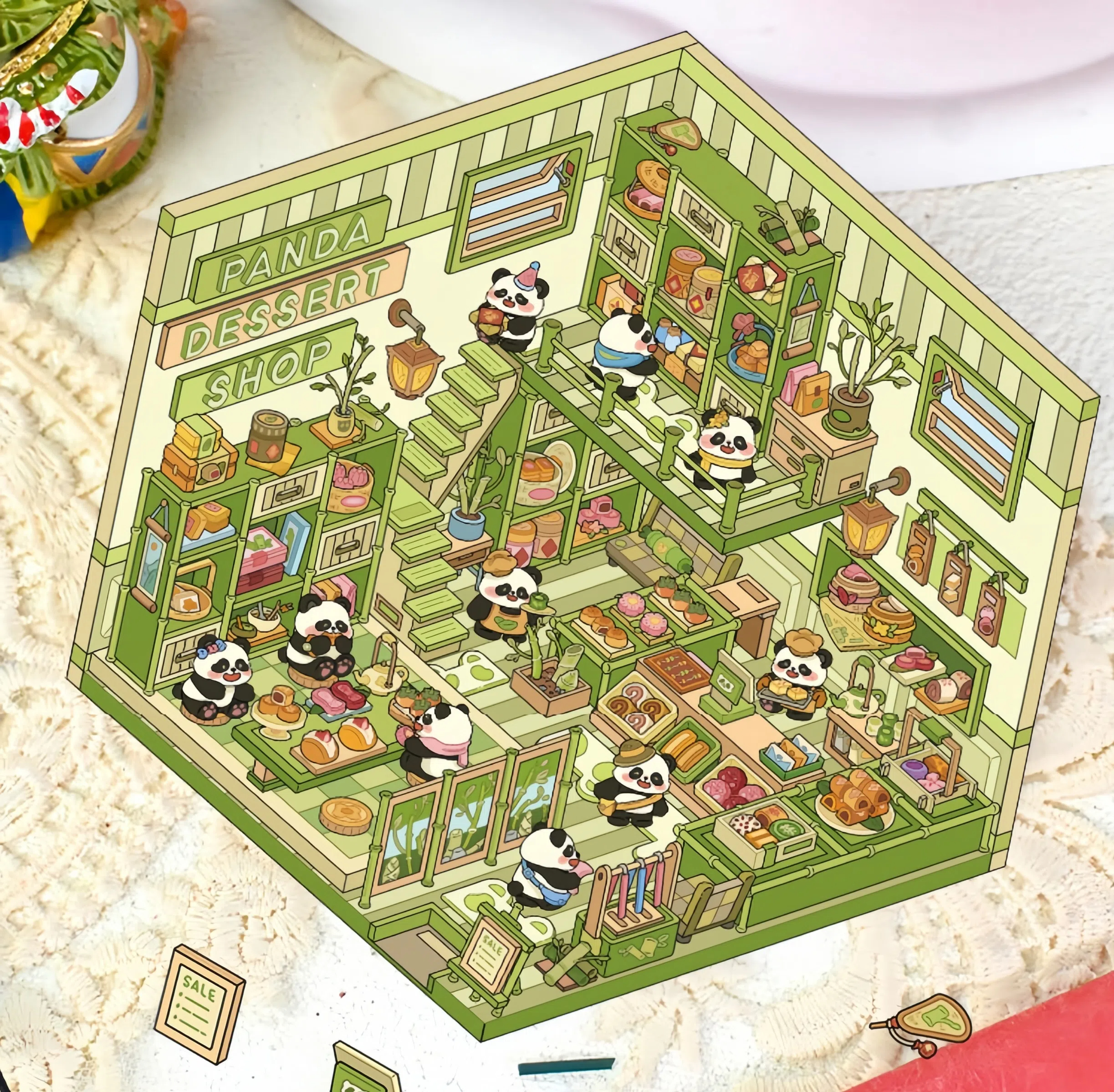 #B012, Christmas Shops 3D Sticker, Beginner Friendly