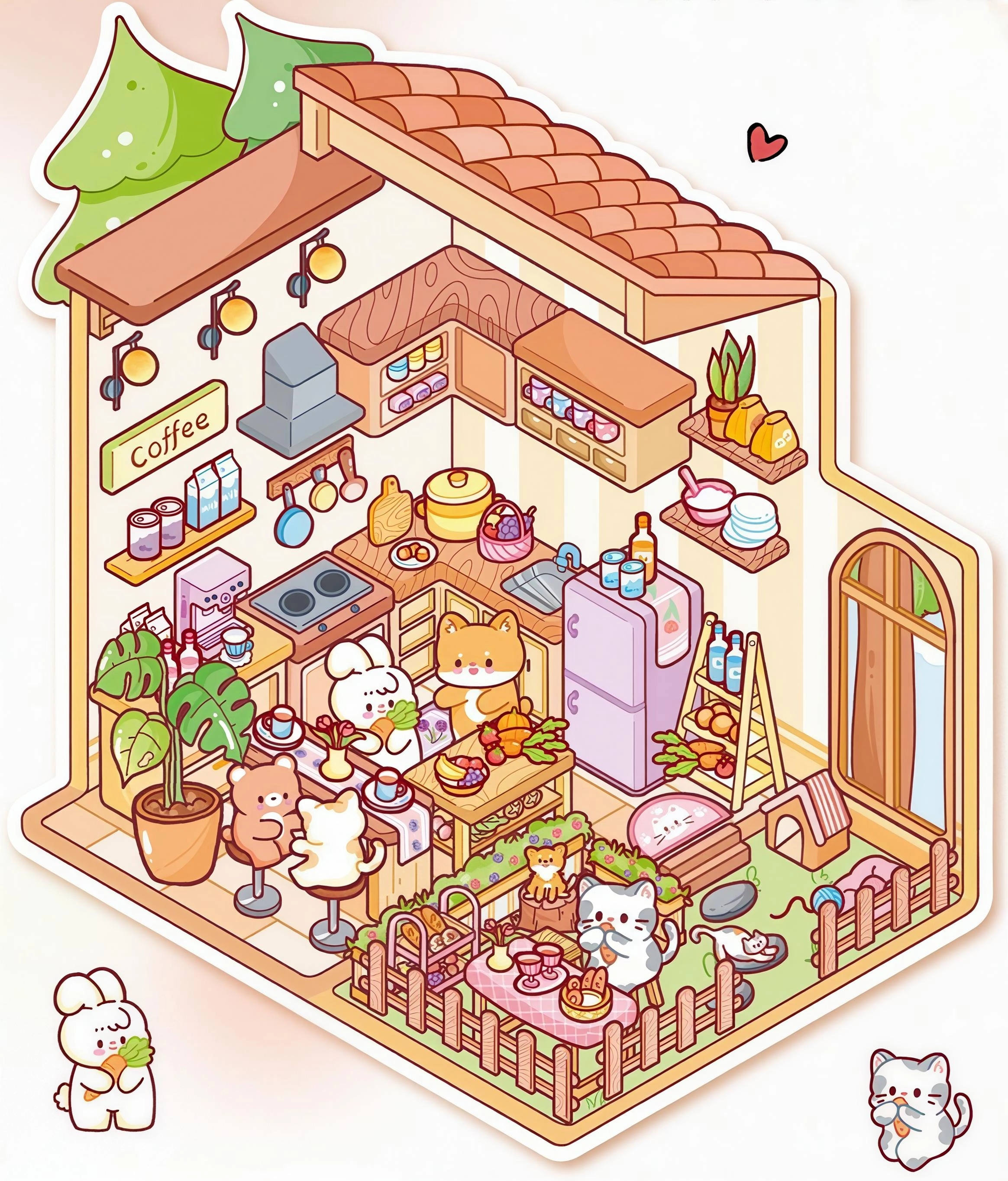 #B021, Mystery & Meals 3D Sticker, Beginner Friendly