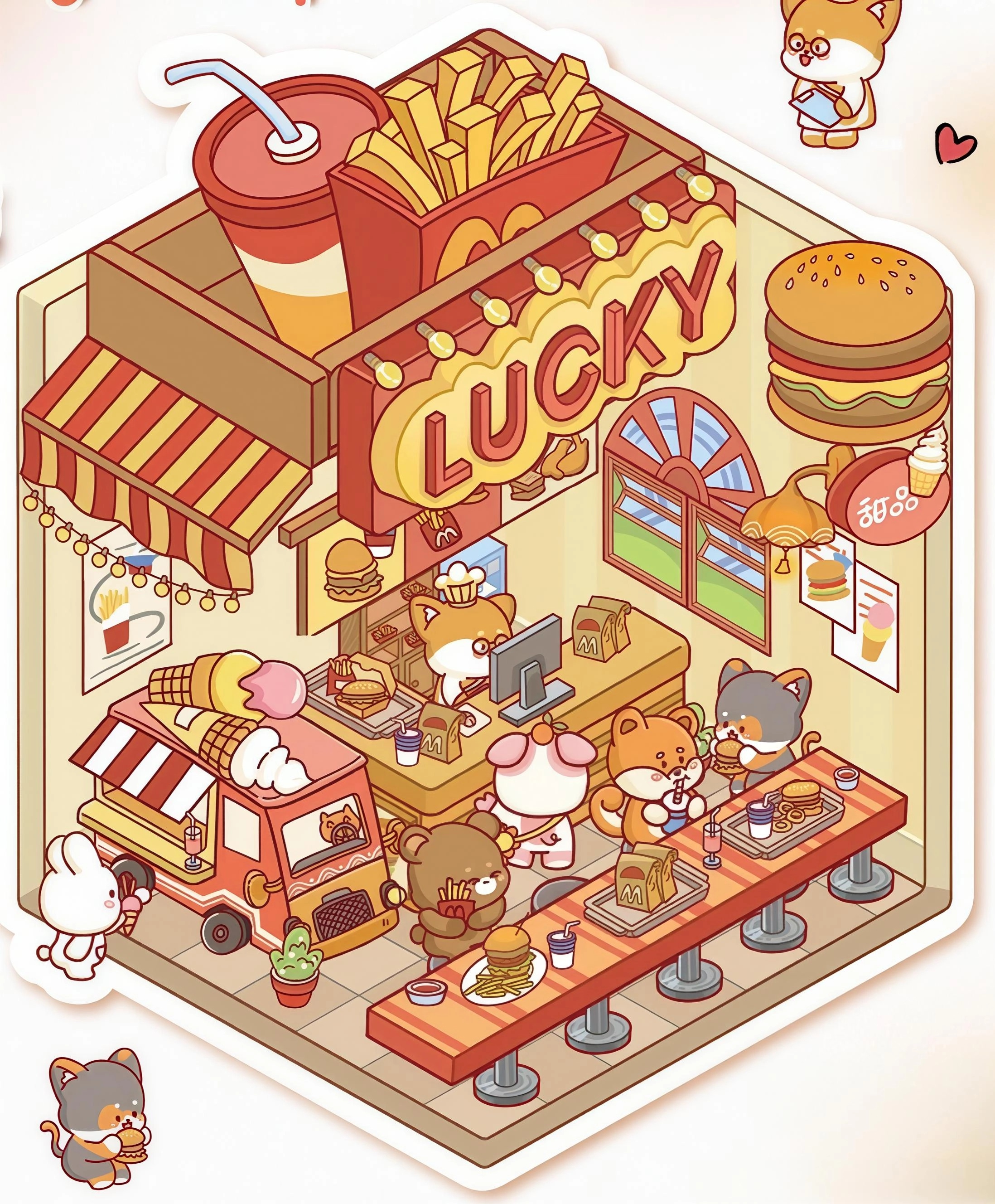 #B018, Furry Bites 3D Sticker, Beginner Friendly