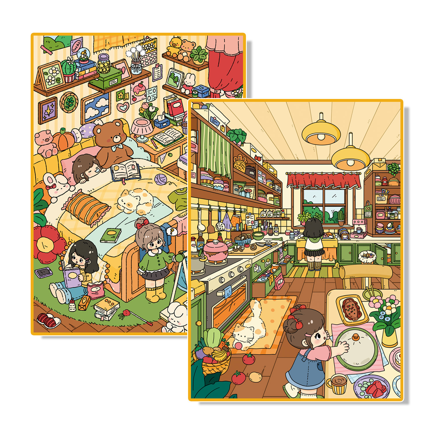 #L007, Cute Cozy Home 3D Sticker, Level Up