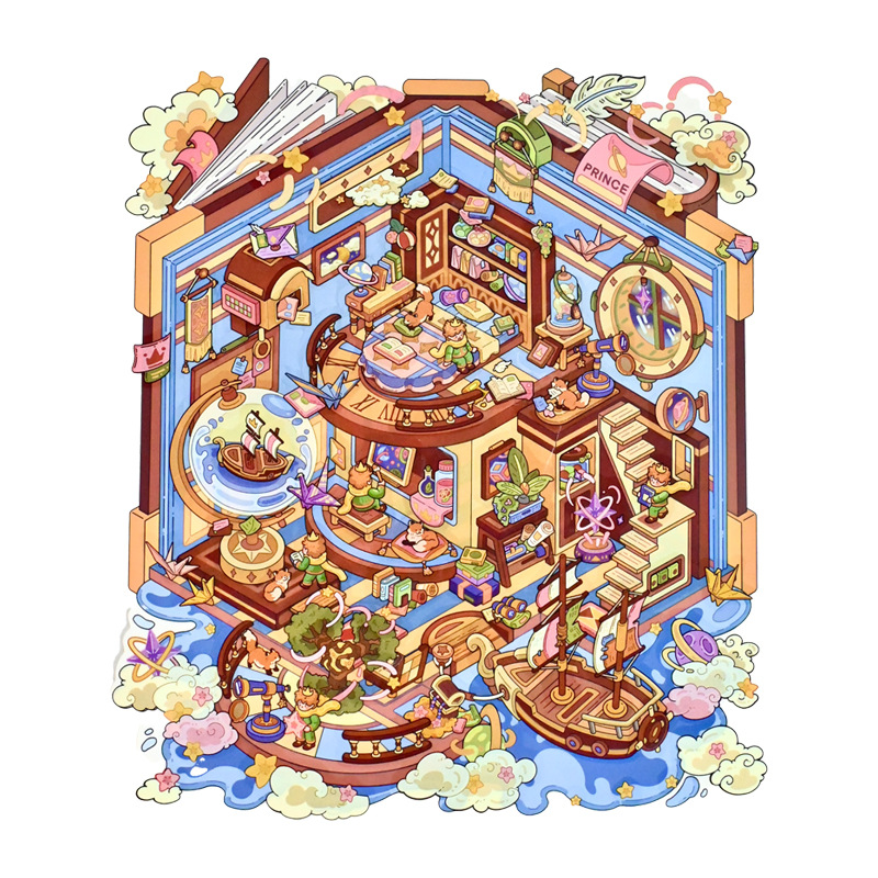 #L011, The Little Prince Series 3D Sticker, Level Up