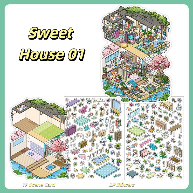 #B034, My Sweet House 3D Sticker, Beginner Friendly