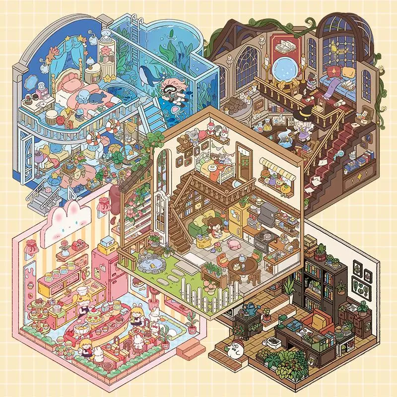 #B013, Magic House 3D Sticker, Beginner Friendly