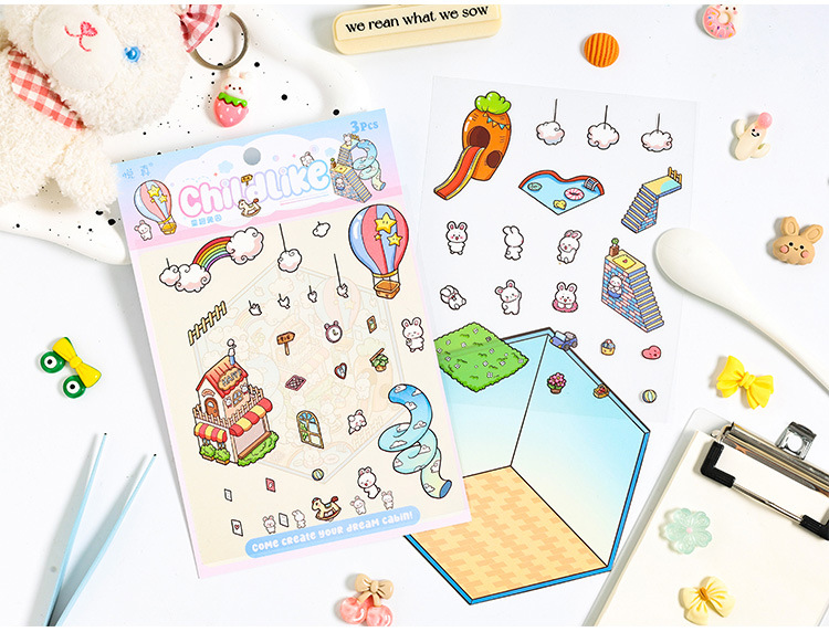 #B002, Dream House Miniature Scene Sticker, Beginner Friendly