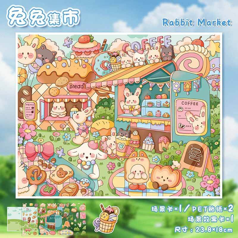 #B026, Bunny Town Chronicles 3D Sticker, Beginner Friendly