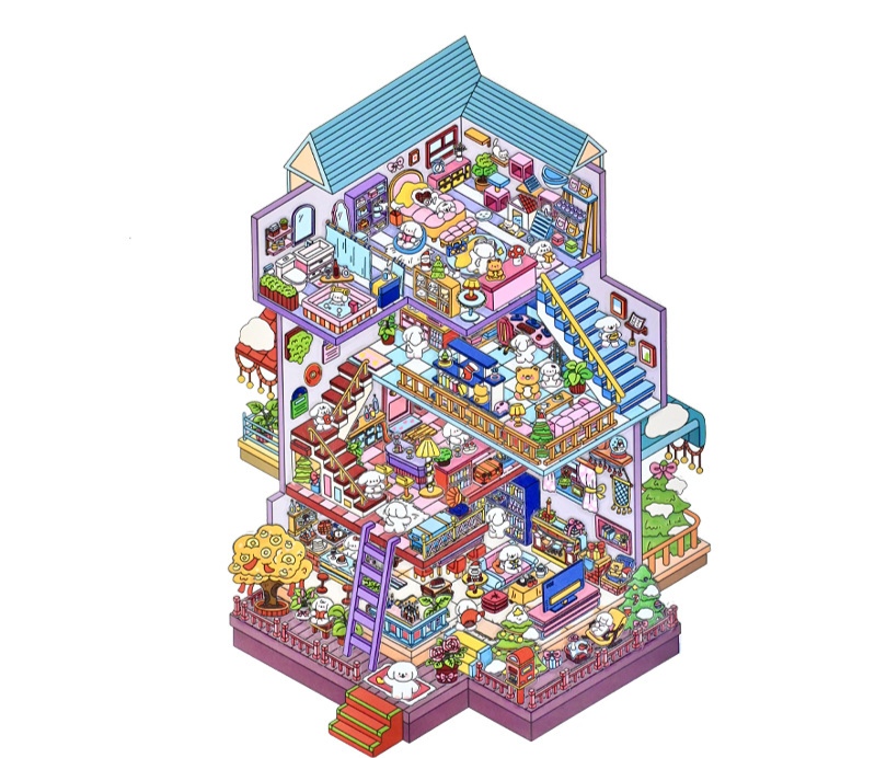 #L010, Time House 3D Sticker, Level Up