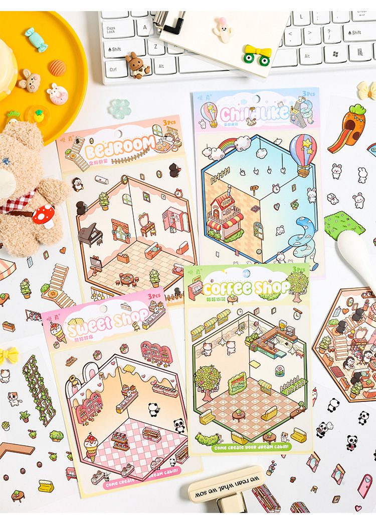 #B002, Dream House Miniature Scene Sticker, Beginner Friendly