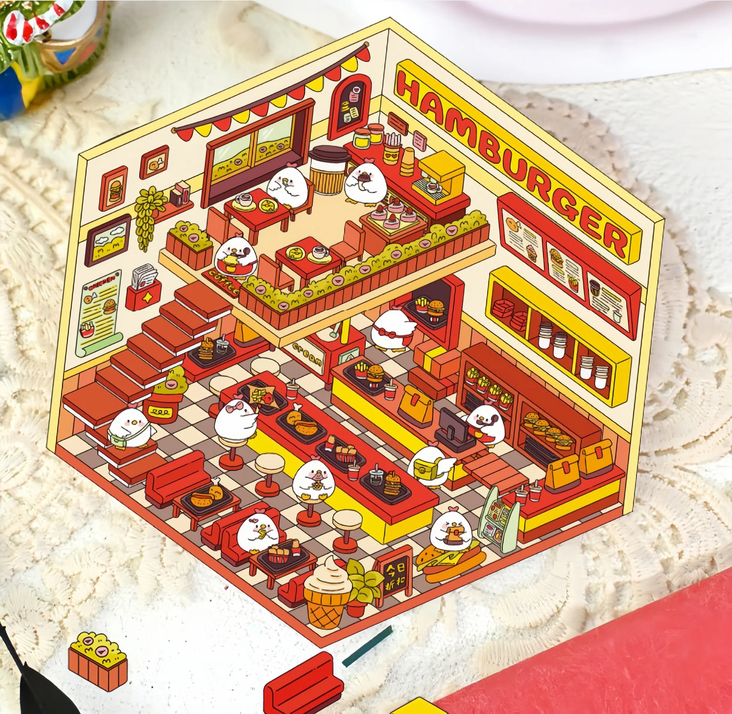 #B012, Christmas Shops 3D Sticker, Beginner Friendly