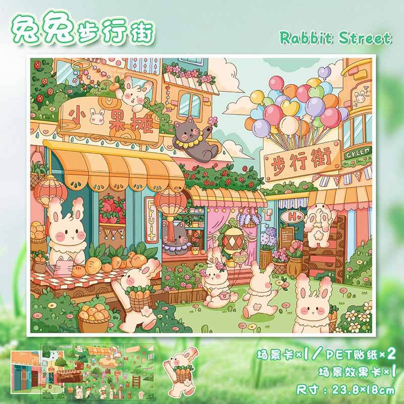 #B026, Bunny Town Chronicles 3D Sticker, Beginner Friendly