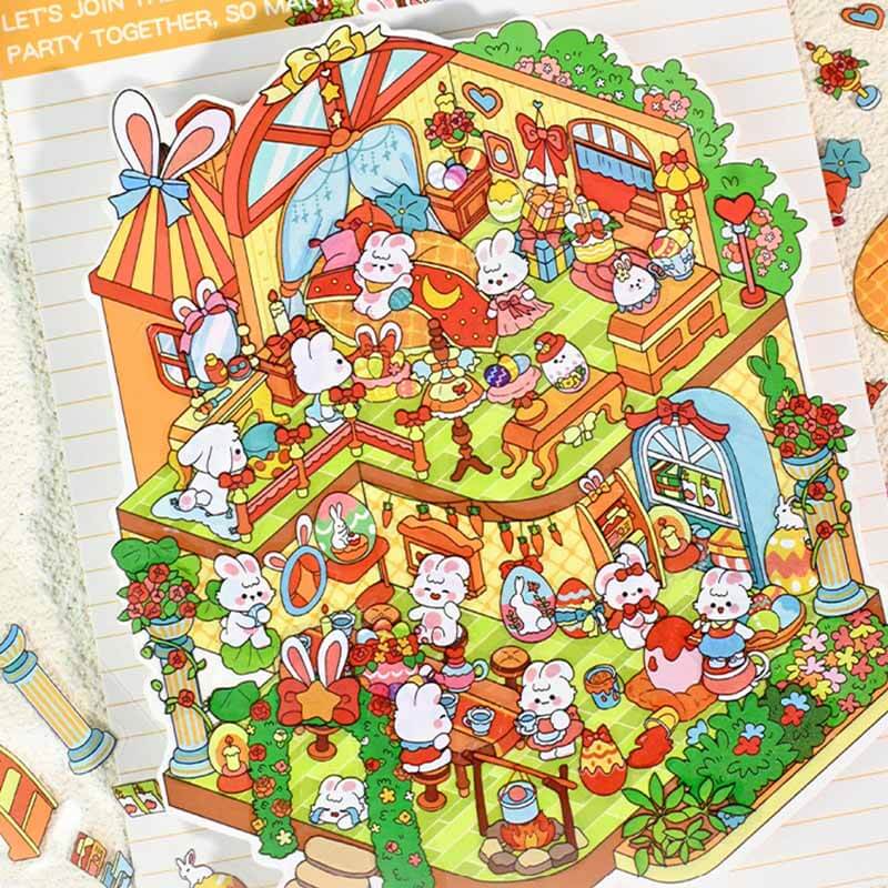 #B030, Easter Bunnyland 3D Sticker, Beginner Friendly