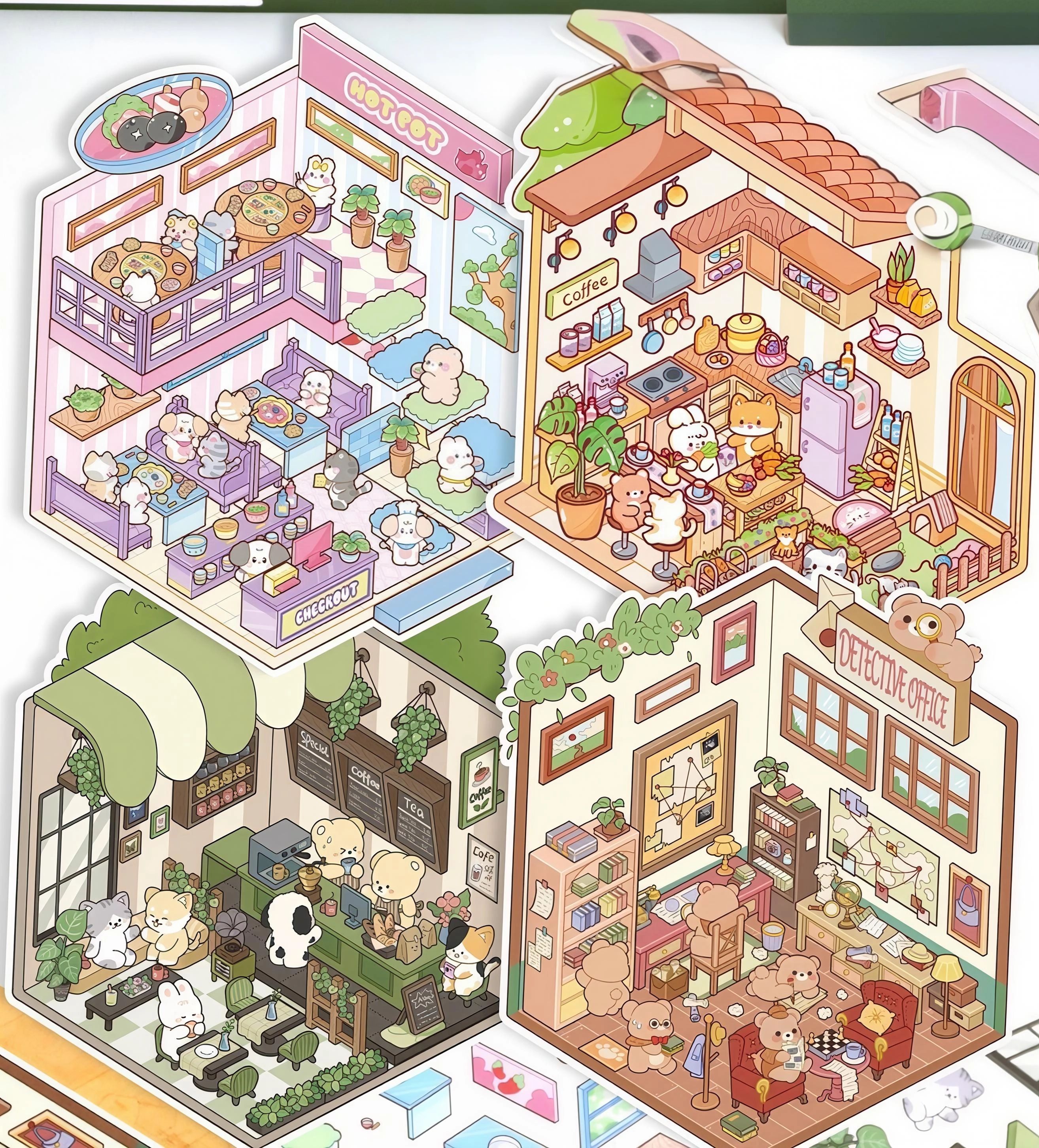 #B021, Mystery & Meals 3D Sticker, Beginner Friendly