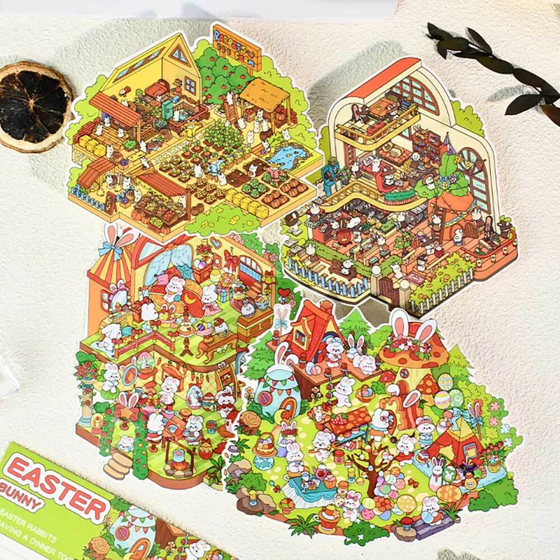 #B030, Easter Bunnyland 3D Sticker, Beginner Friendly