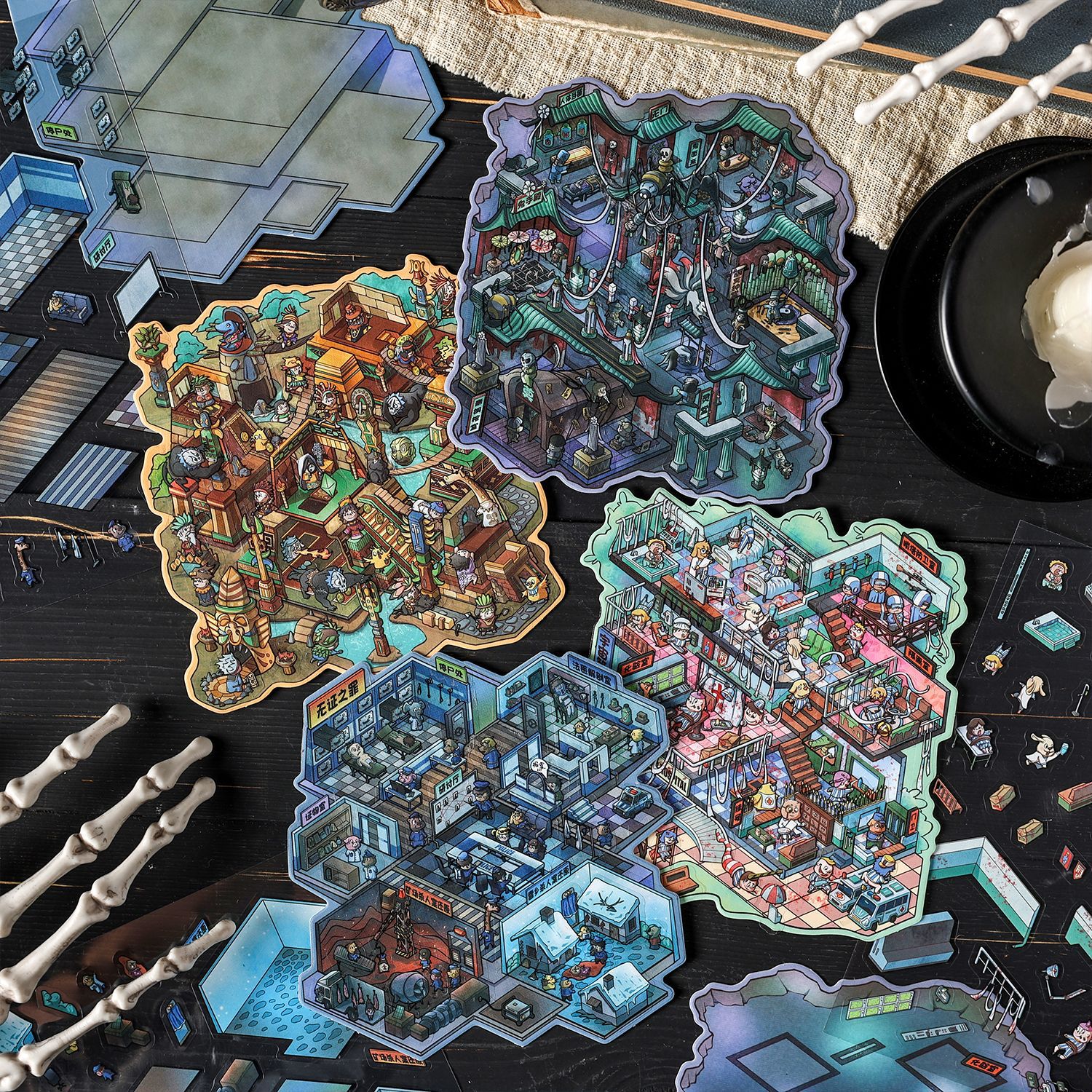 #B009, Slightly Spooky World 3D Sticker, Beginner Friendly