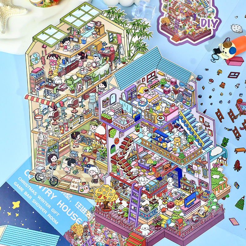 #L010, Time House 3D Sticker, Level Up