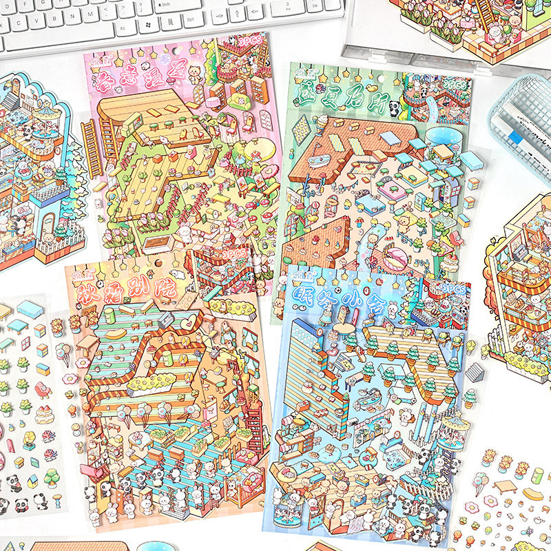 #L002, Warmth-Filled Home 3D Sticker, Level Up