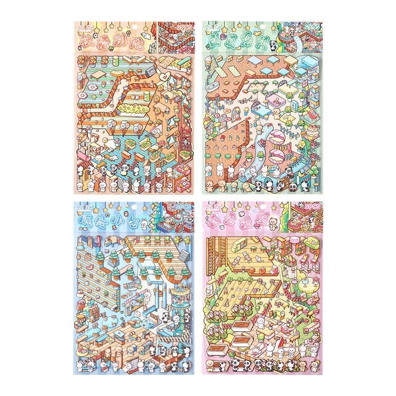 #L002, Warmth-Filled Home 3D Sticker, Level Up