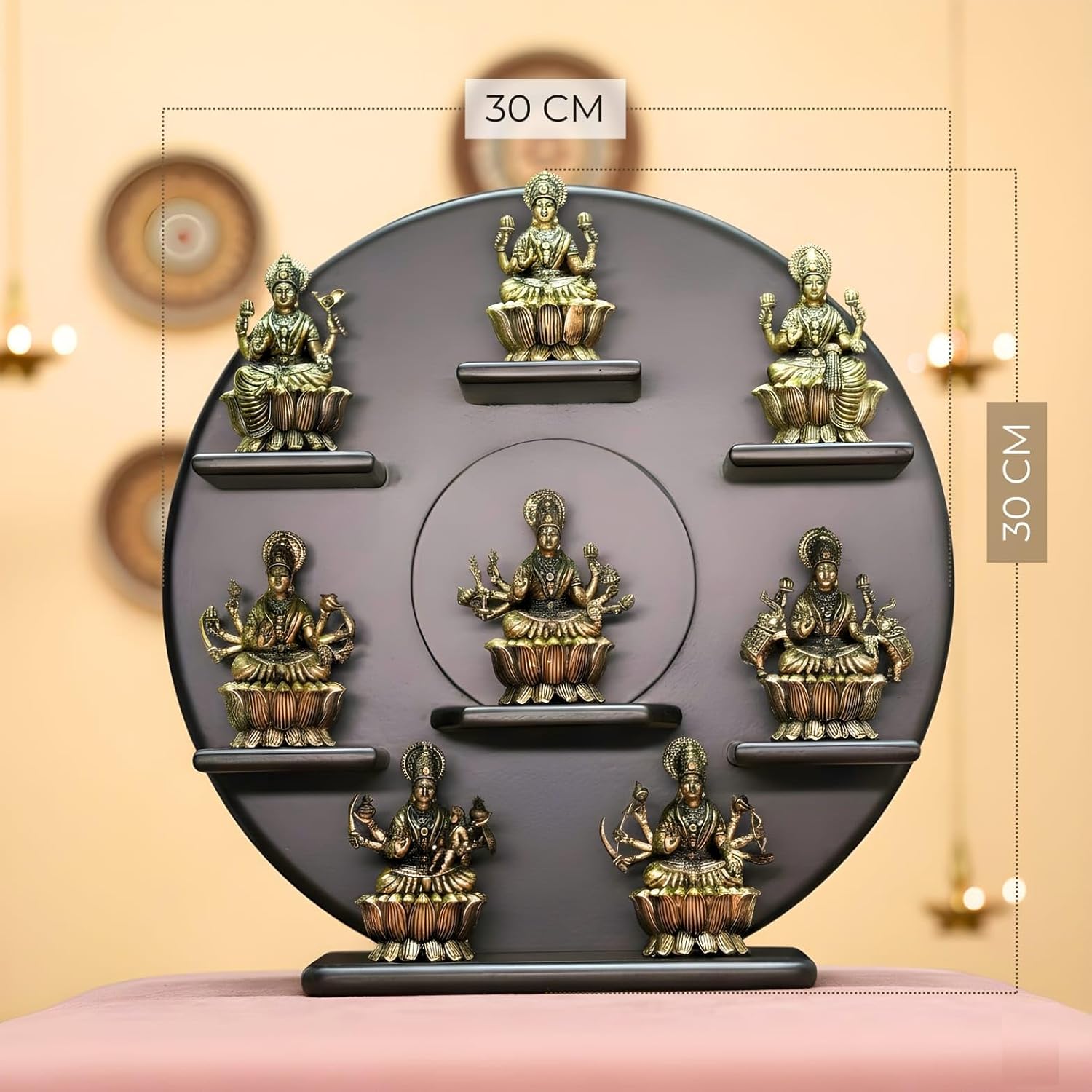 Sai Divya Ashtalakshmi Set, Decorative Hindu Goddess Figurines, Antique Gold