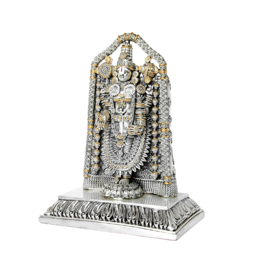 Sai Divya Silver Plated Balaji Idol, Antique Gold and Silver Traditional Temple Design