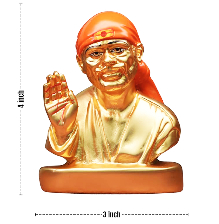 Sai Divya Sai Baba Idol Premium Golden Car Dashboard Decorative Statue 